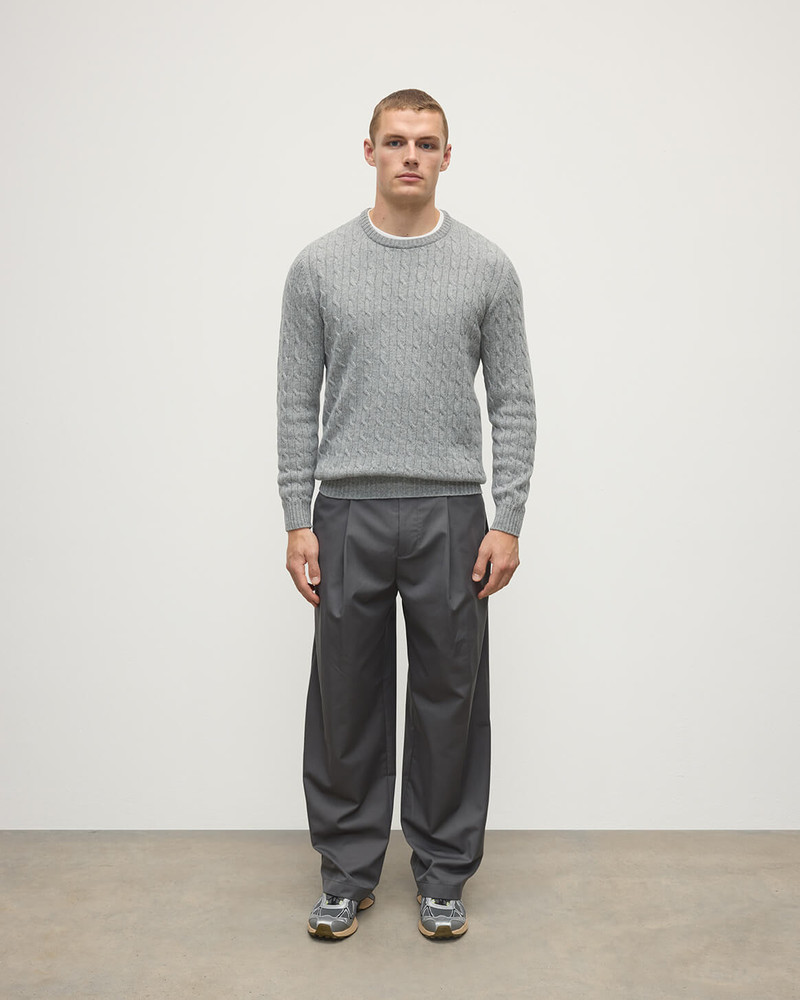 Johnstons of Elgin Cable Knit Grey Cashmere Jumper outlook