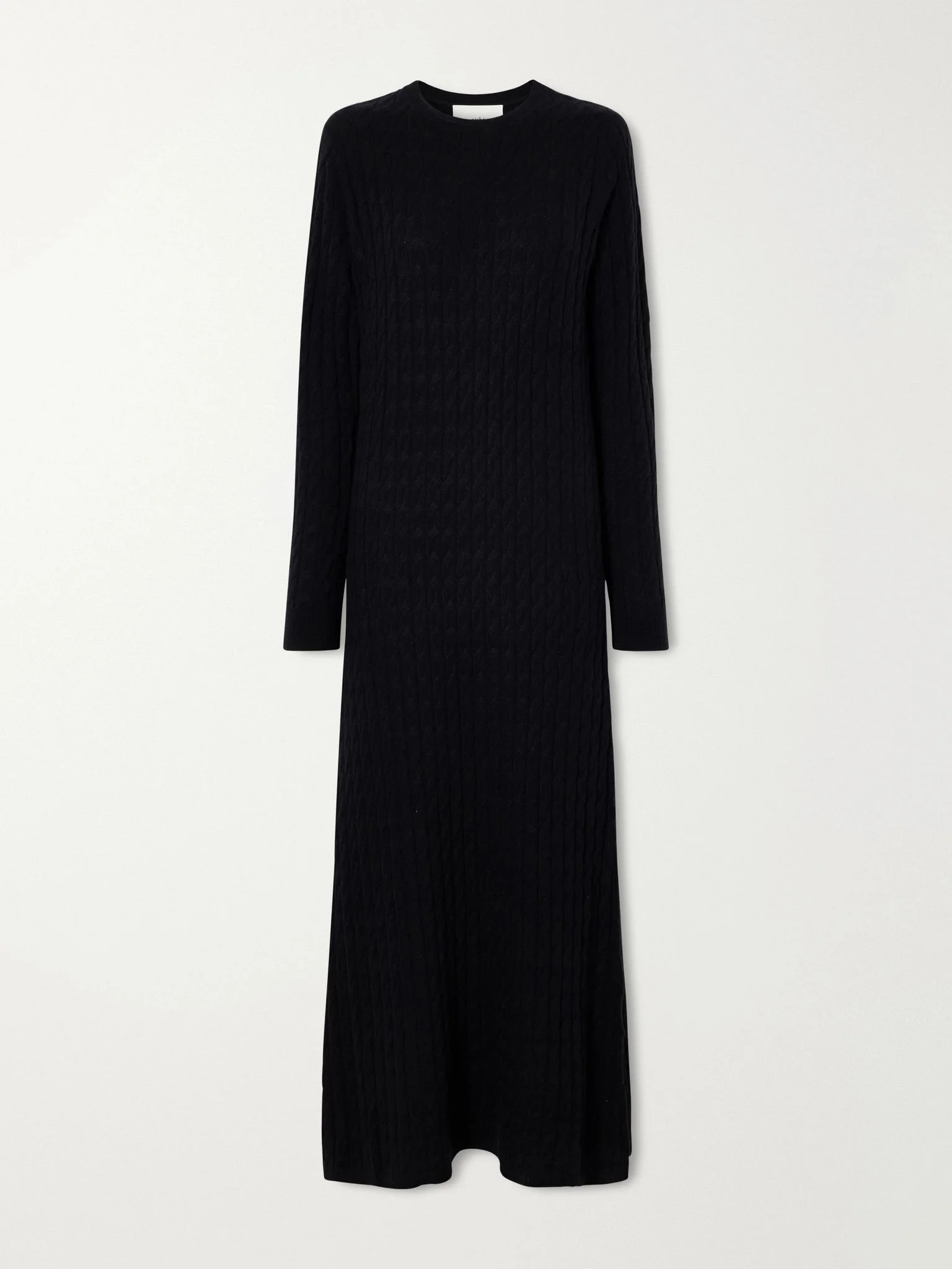 Delfino cable-knit cashmere and silk-blend maxi dress Black - 1