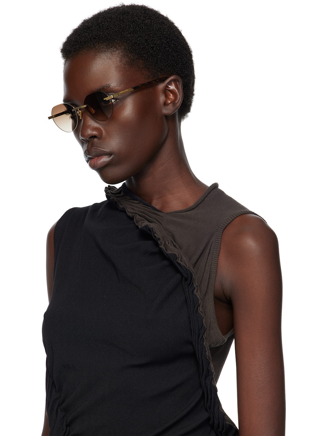 Gold Glaze Rimless Sunglasses - 4