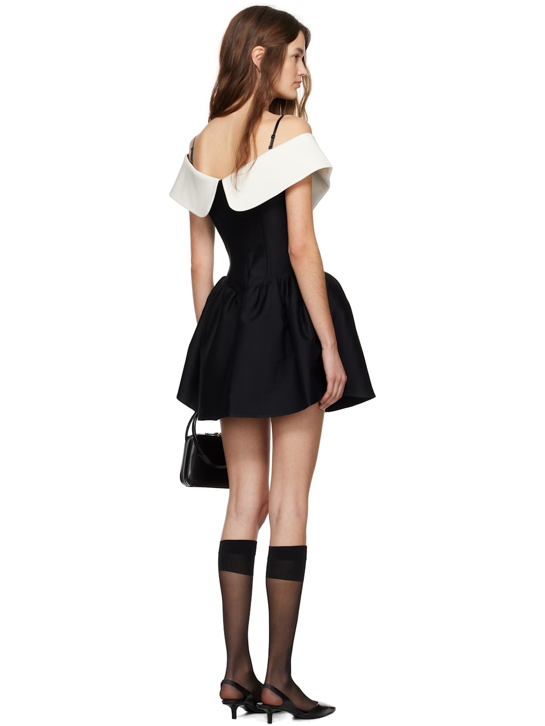 Black Off Shoulder Slim Minidress - 3