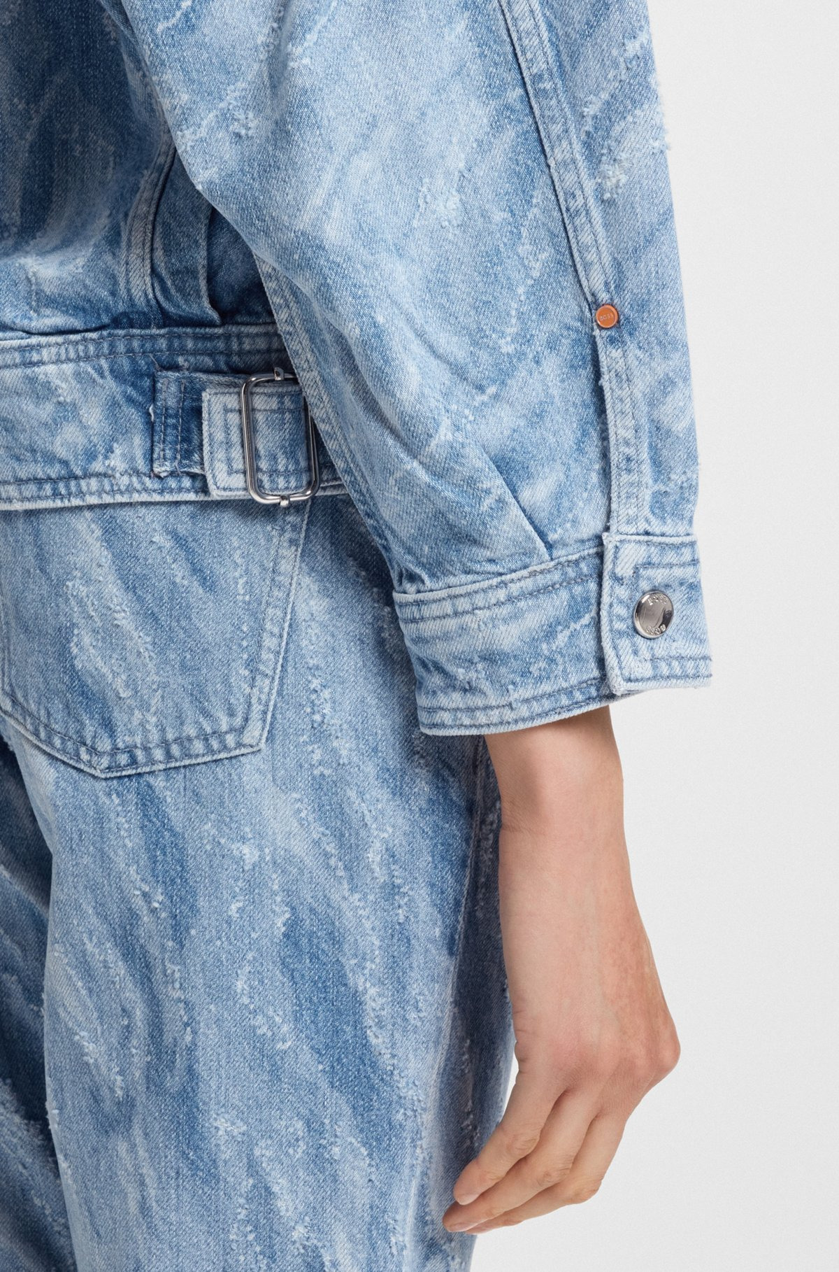 OVERSIZE-FIT BOMBER JACKET IN BLUE DISTRESSED DENIM - 6