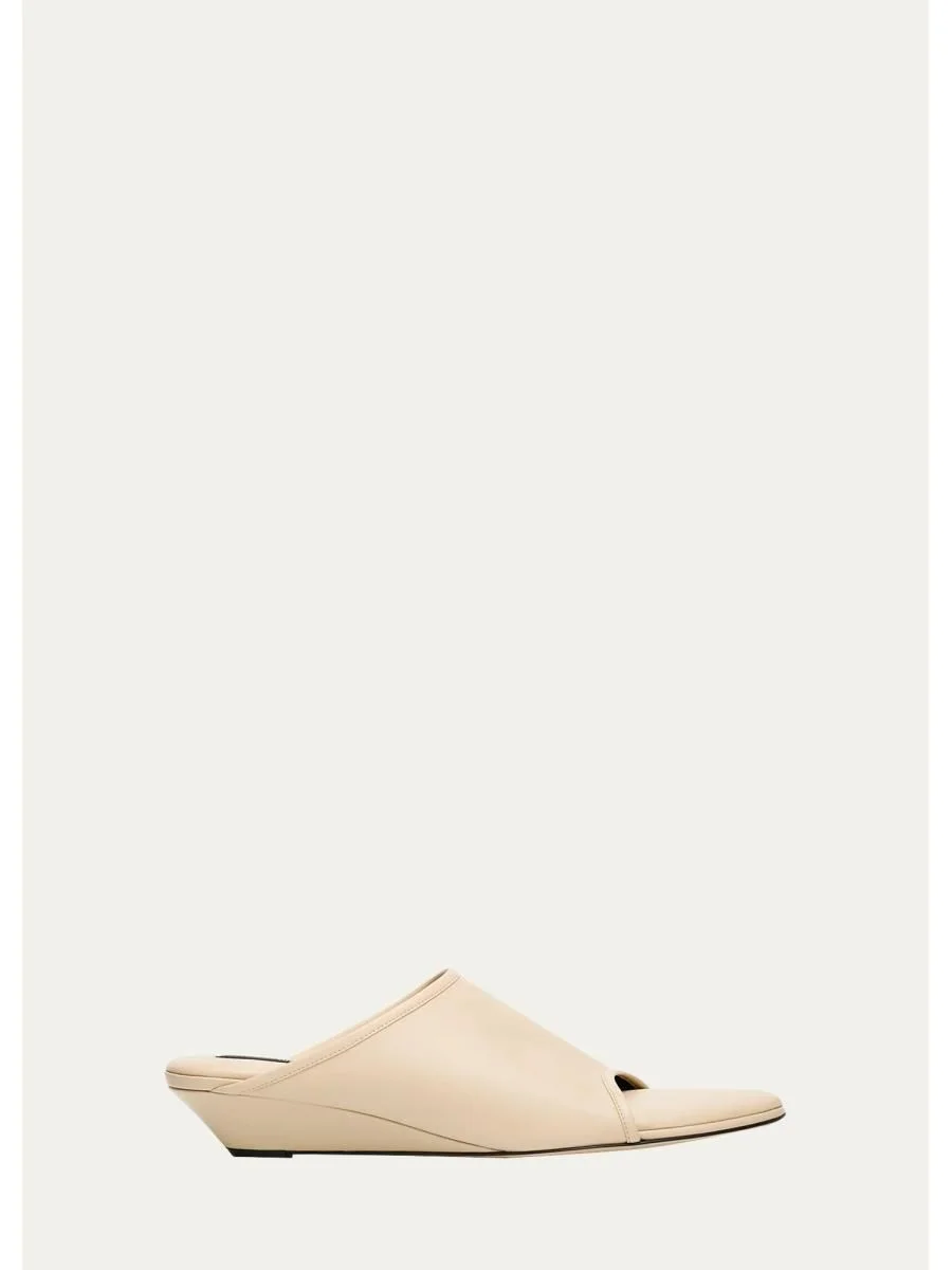 75mm Stretch Leather Wedge Mules - 1