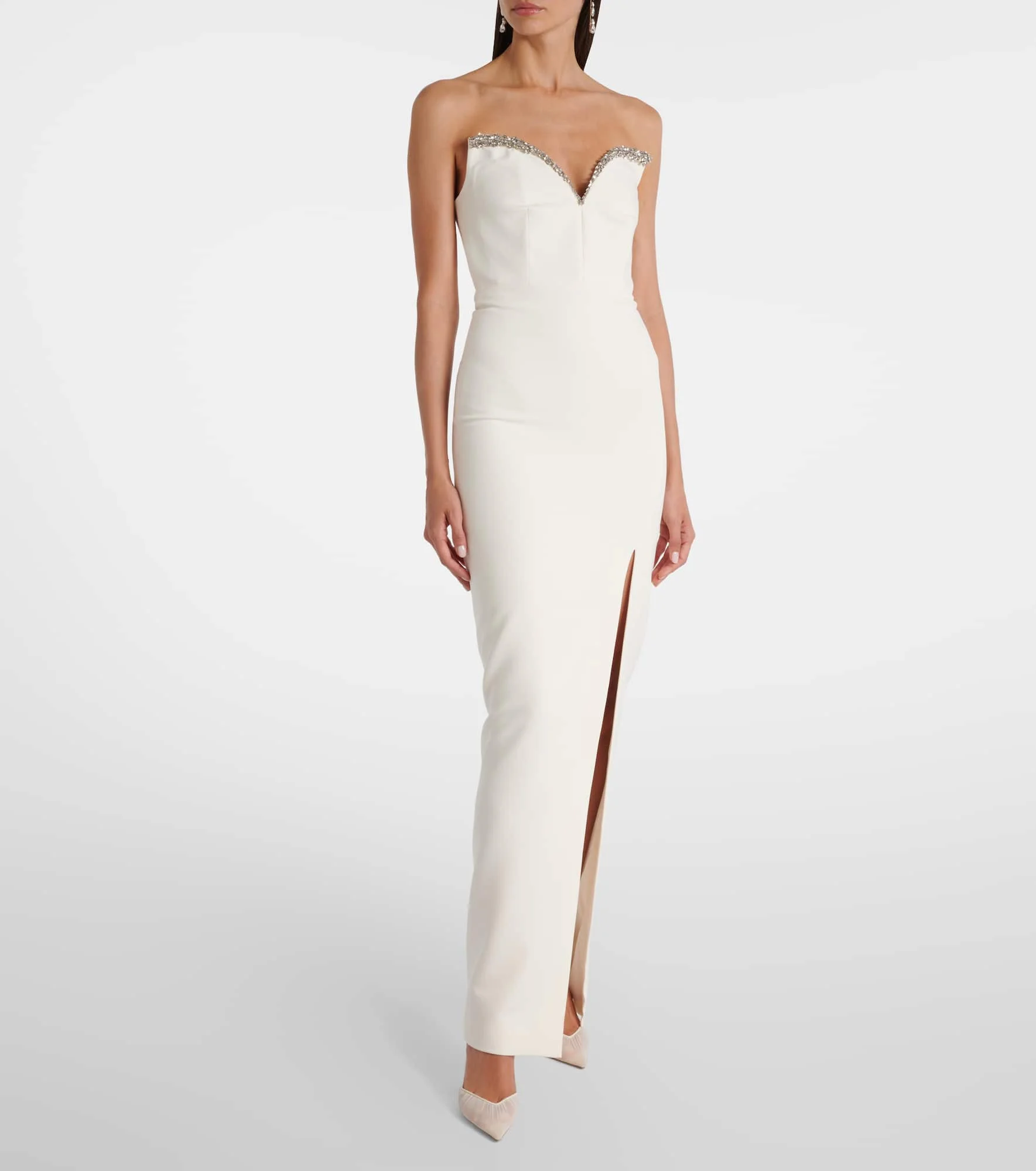 white christmas dresses Silk Jacquard Peplum Midi Dress in Cream – Roland Mouret