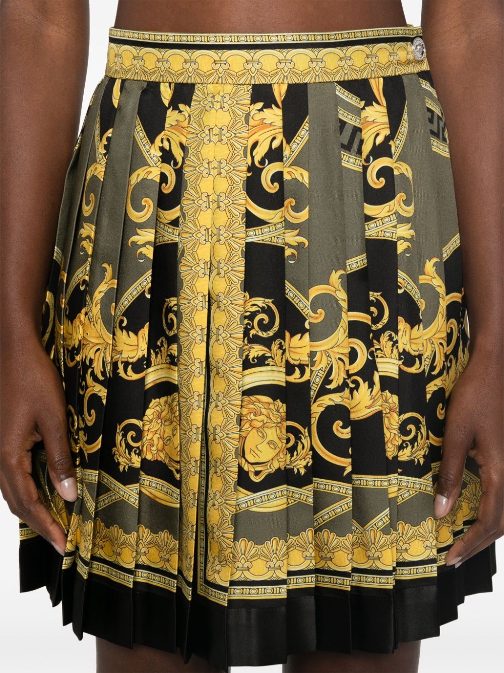 Barocco-print silk mini skirt - 5
