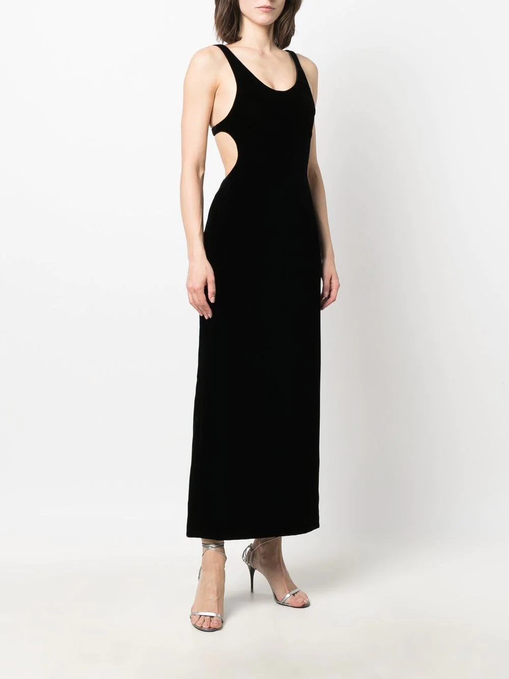 cut-out silk dress - 4