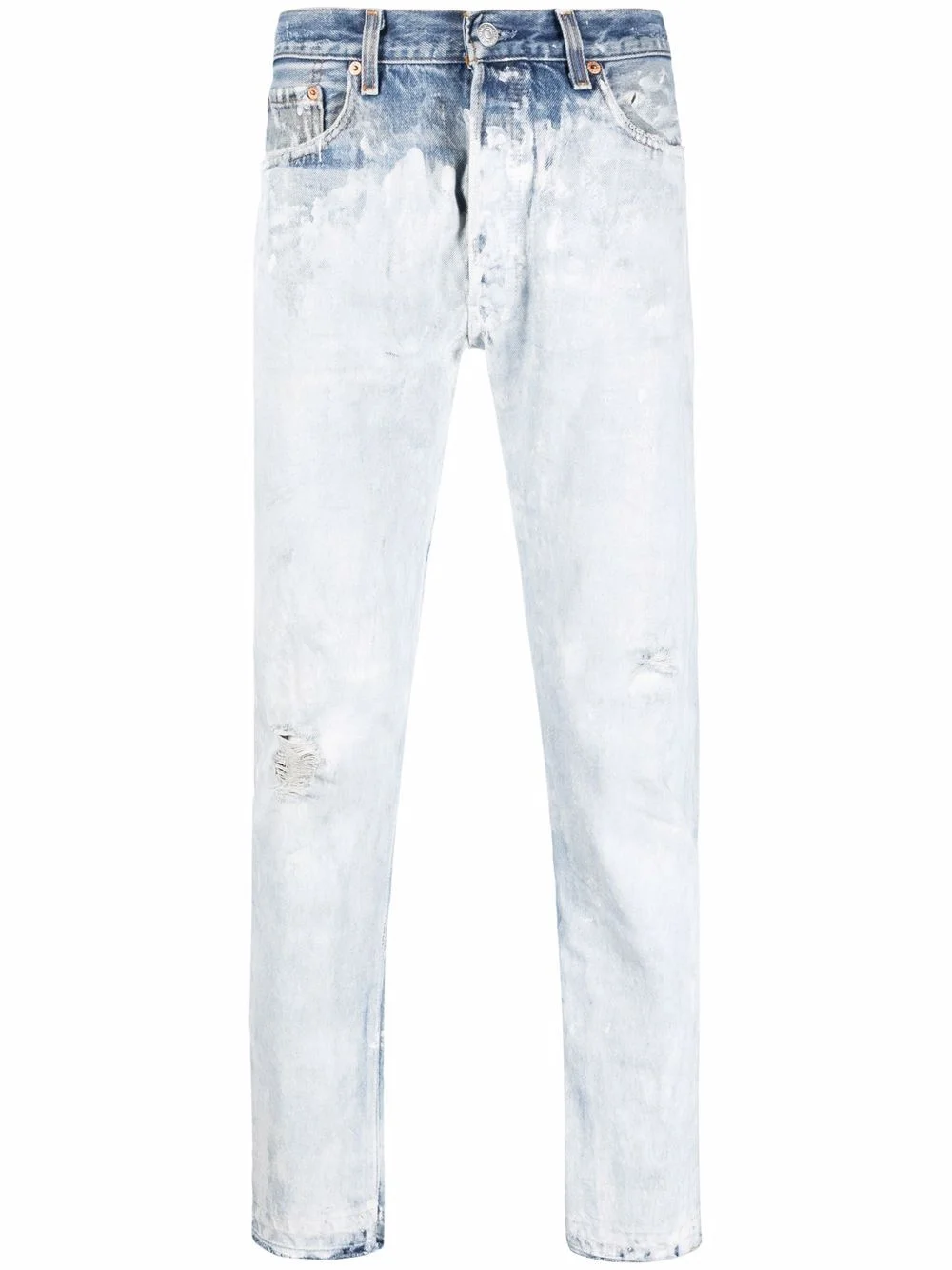 mid-rise straight-leg bleached jeans - 1