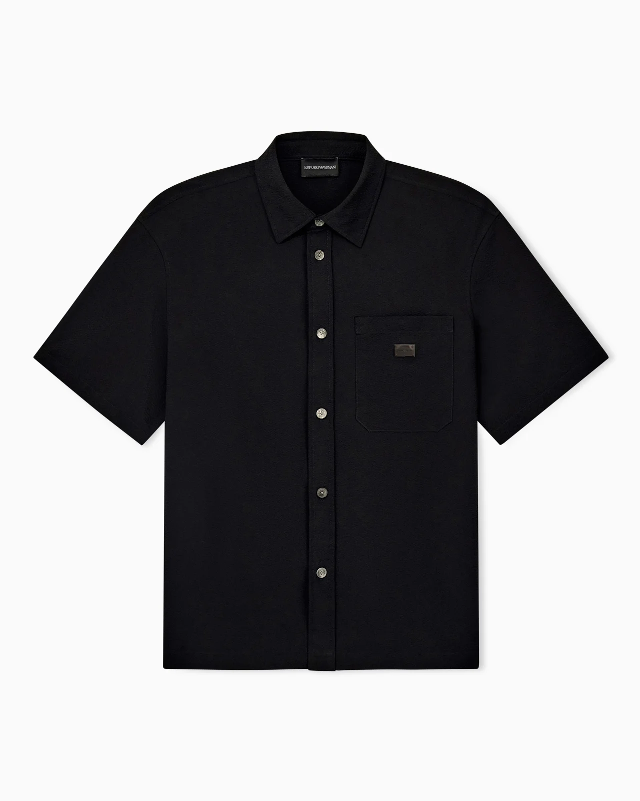 SEERSUCKER SHIRT WITH DOWN PADDING AND RIB DETAILS - 1