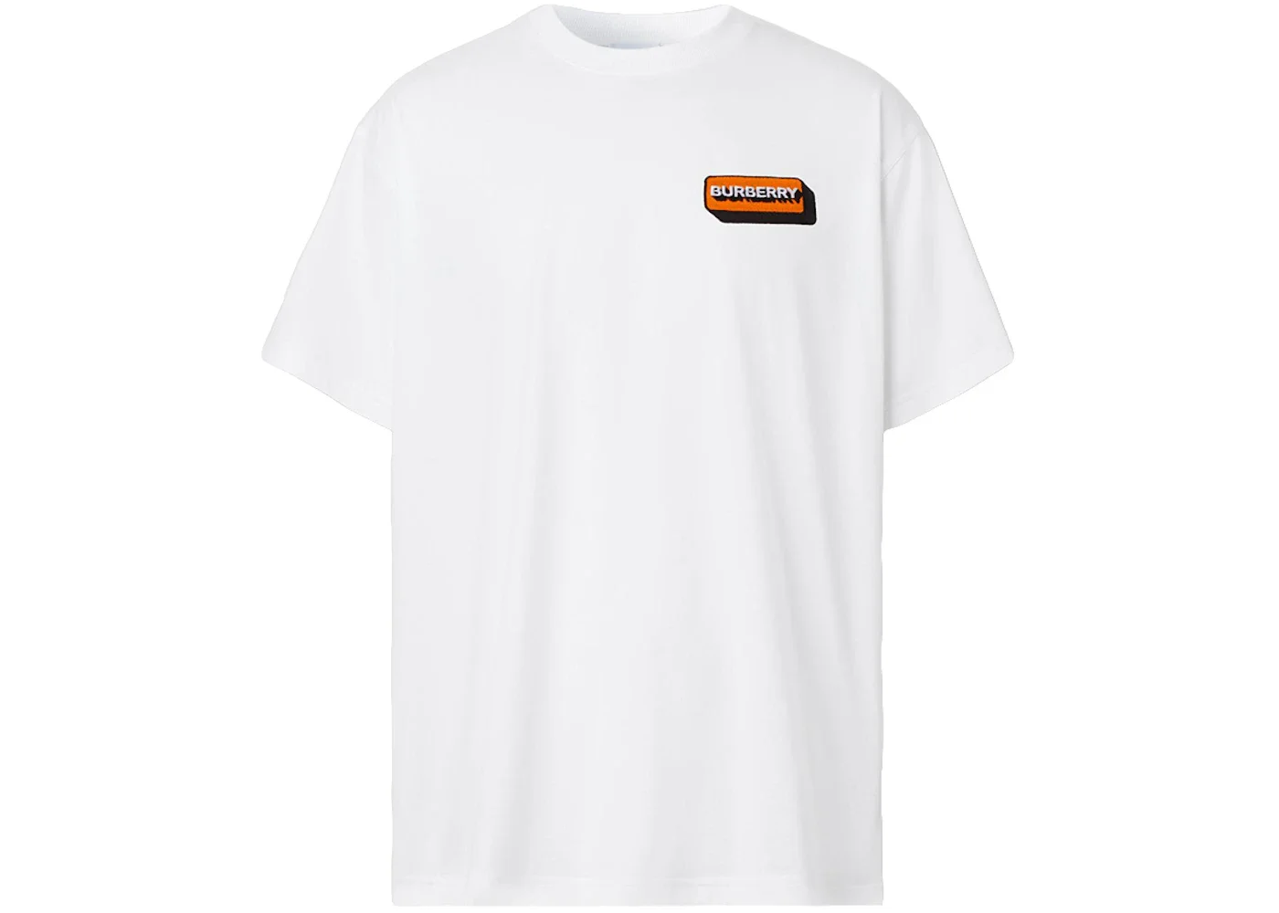 Burberry Logo Applique Cotton Oversized T-shirt White/Orange - 1