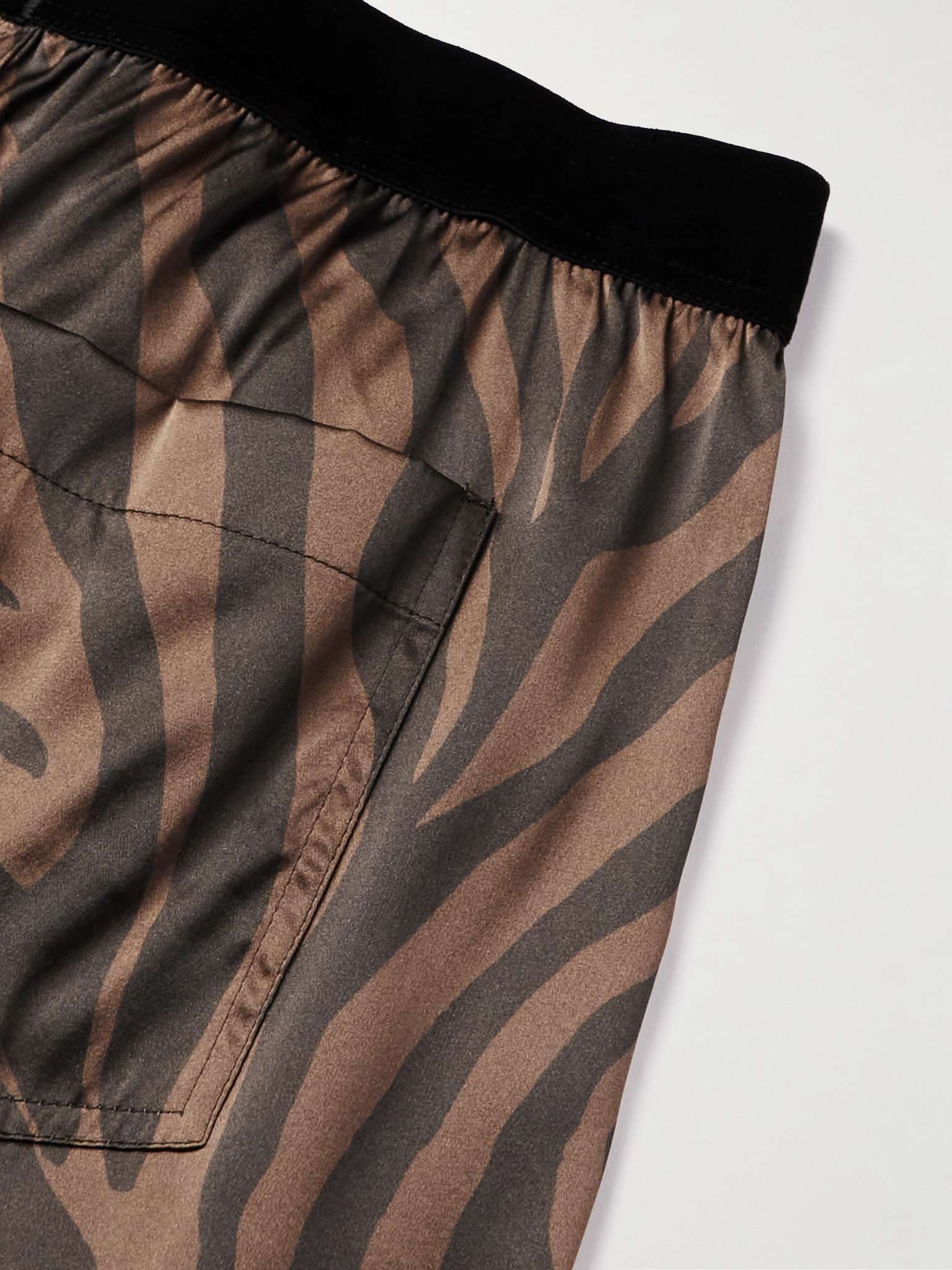 Logo-Appliquéd Animal-Printed Velvet-Trimmed Silk-Blend Pyjama Trousers - 5