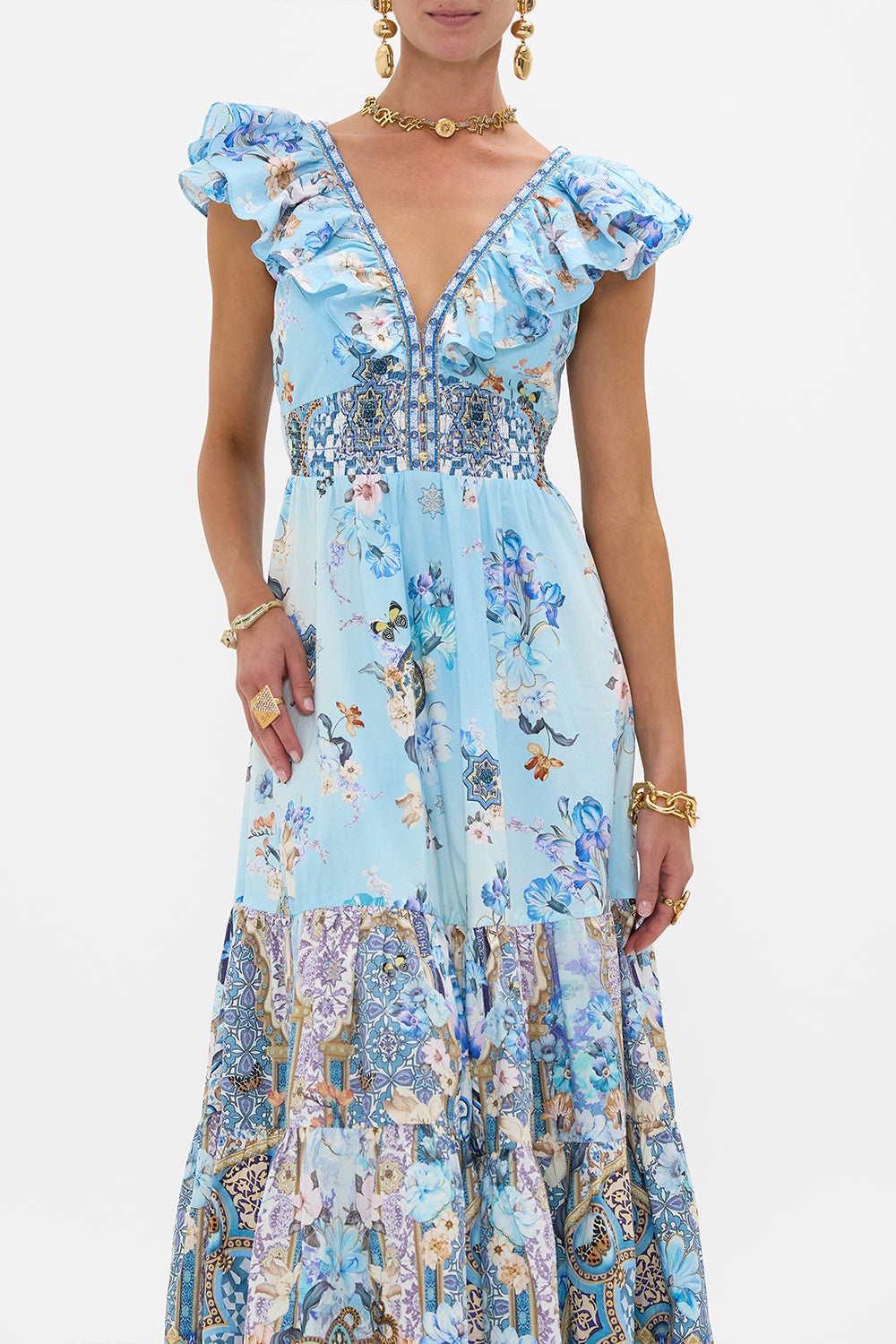 TIERED DRESS WITH NECK FRILL - 5