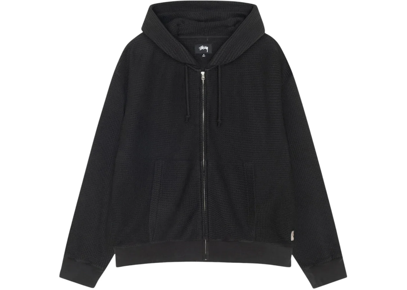 Stussy Double Layer Waffle Zip Hoodie Black - 1