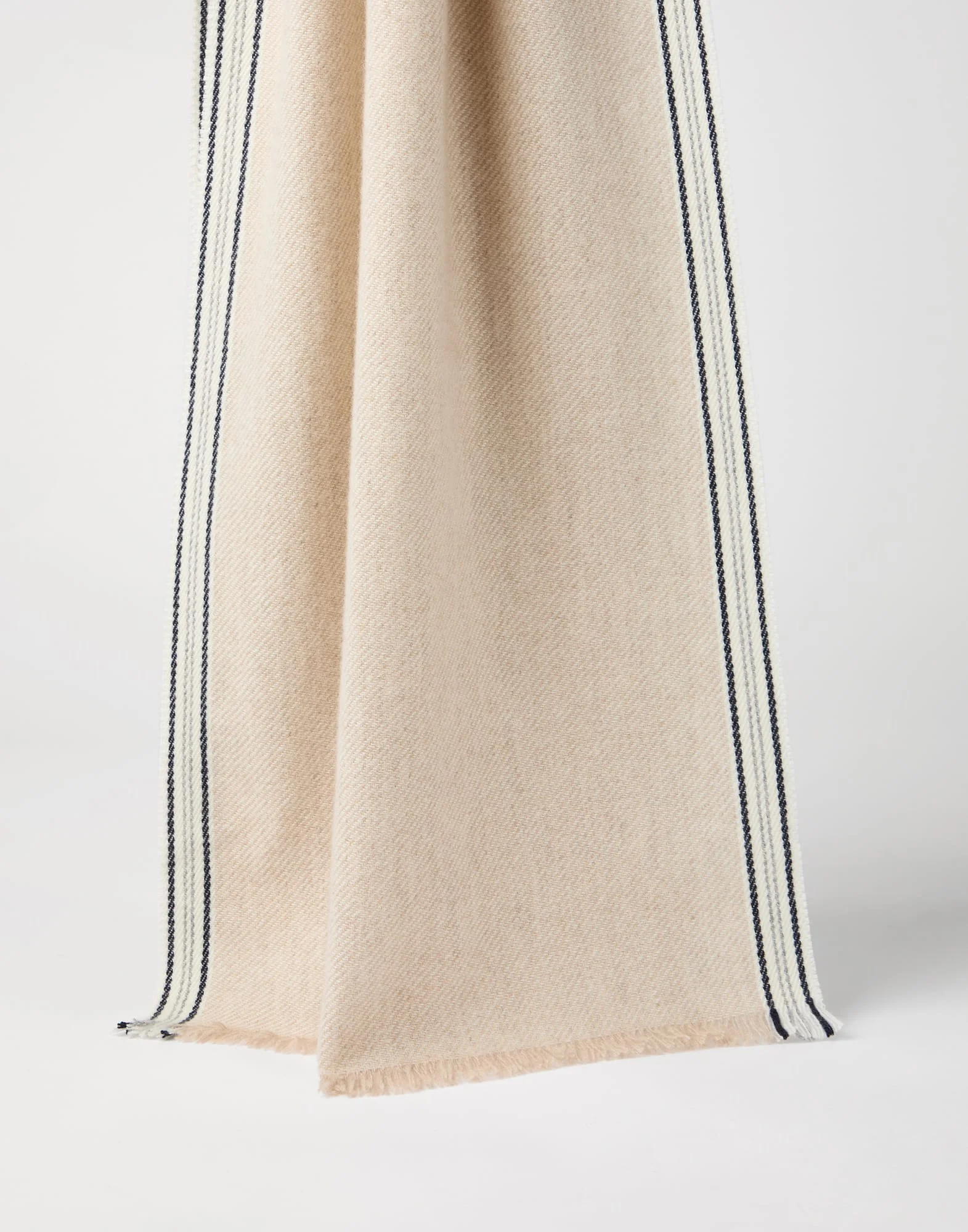 Cashmere scarf with striped edge - 1