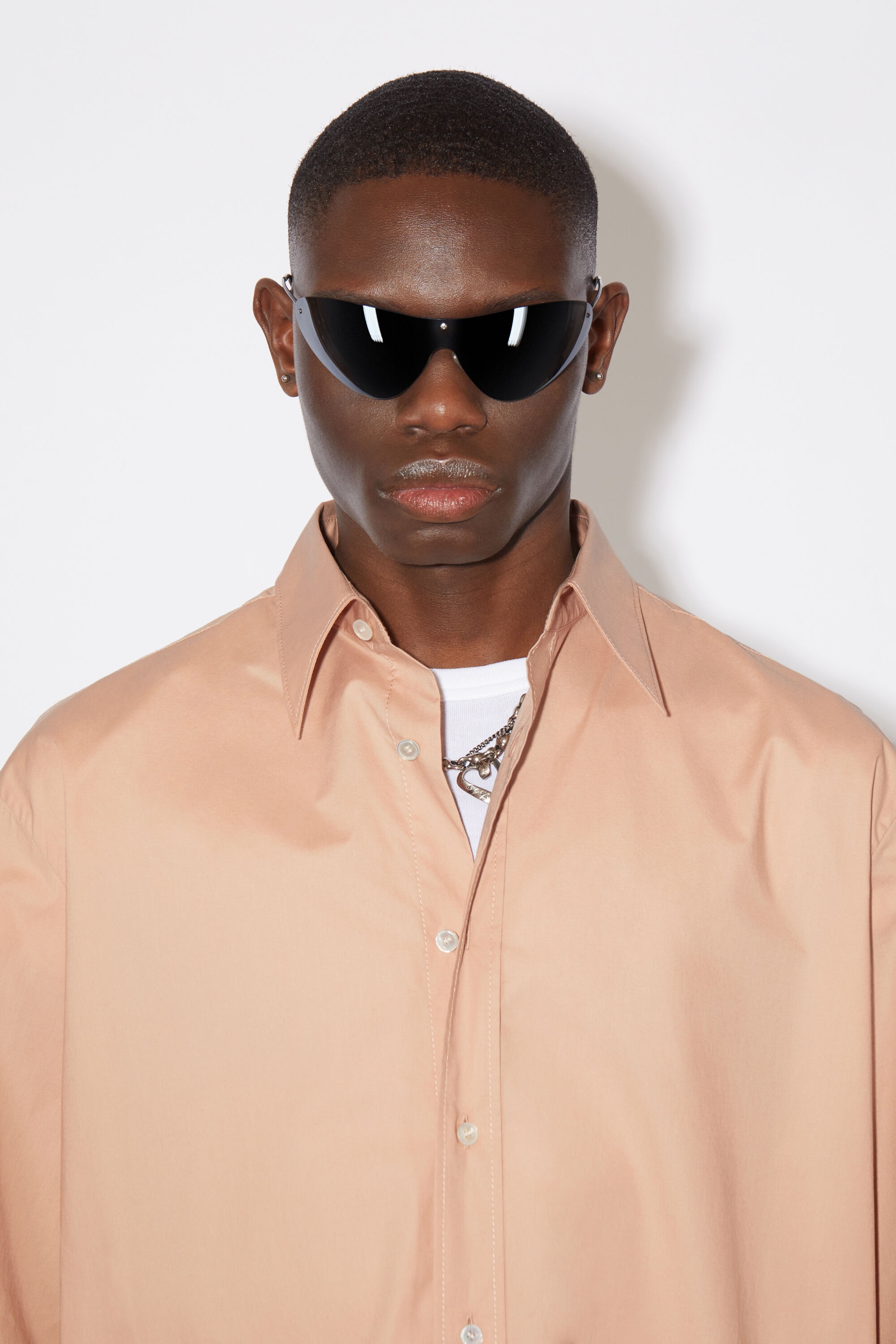 Short sleeve button-up - Blush beige - 4