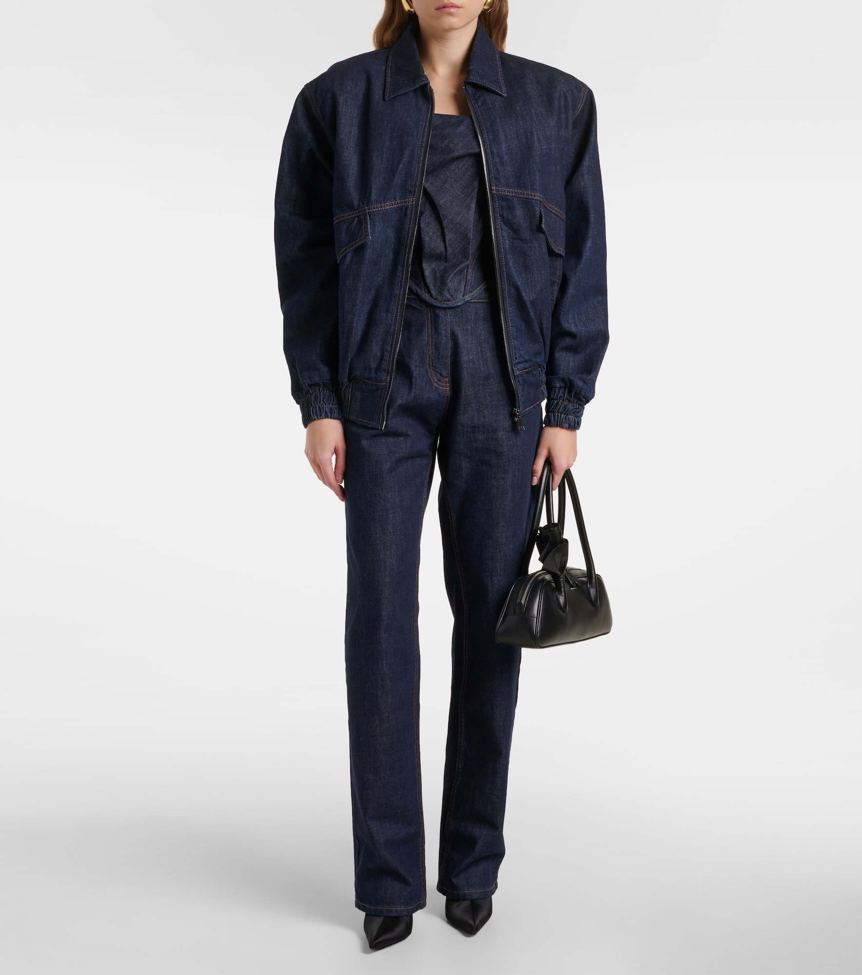 Oversized denim bomber jacket - 2