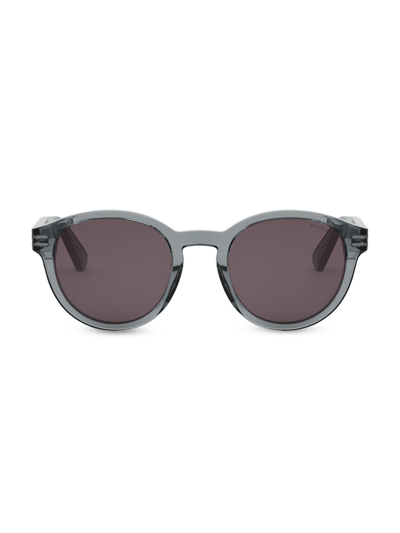 Men's B. Zero1 50MM Round Sunglasses - Transparent Dark Purple 1