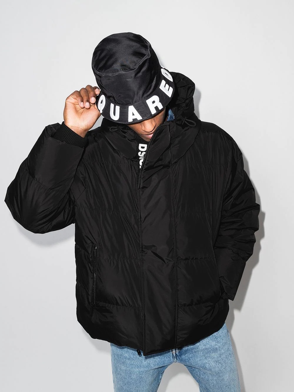 lettering logo puffer jacket - 2