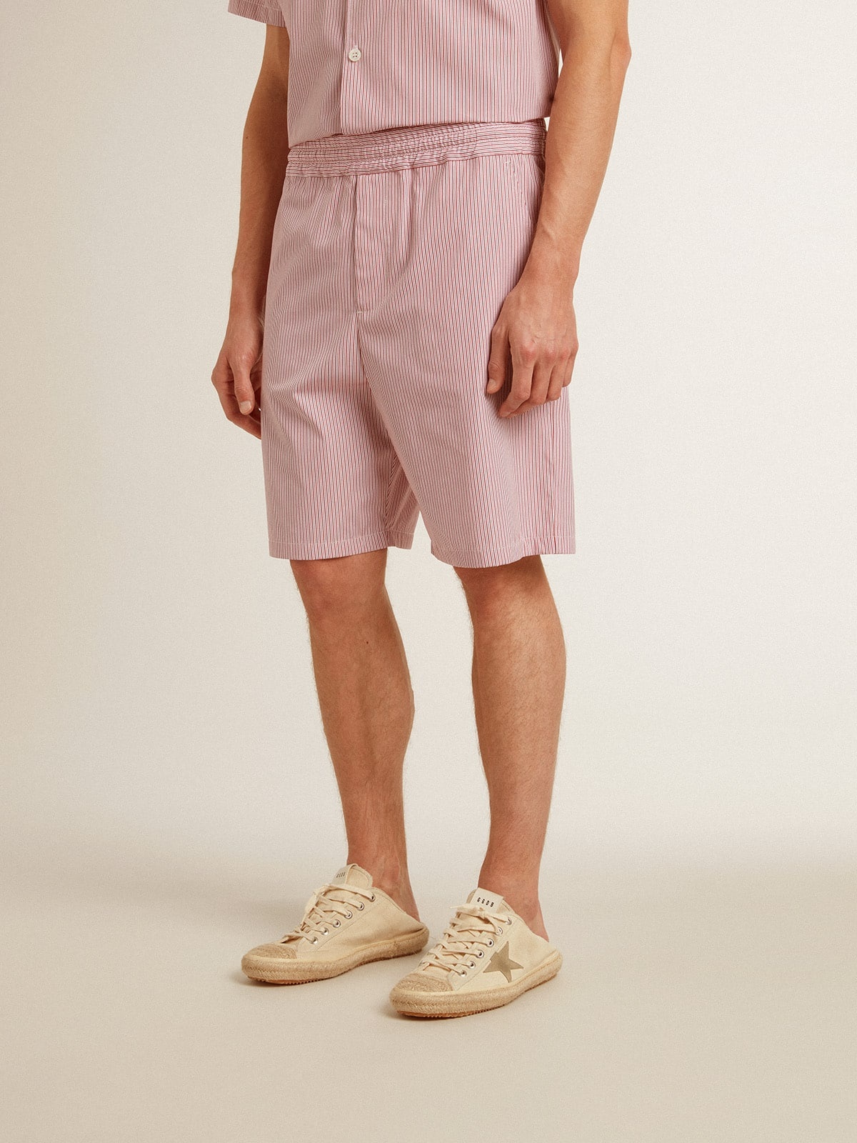 Bermuda shorts in striped cotton poplin - 3