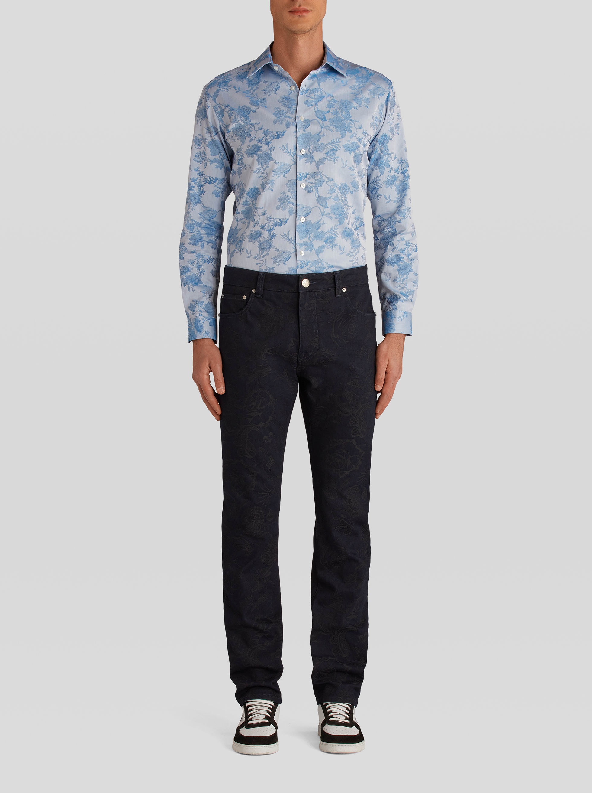 OLD SCHOOL TATTOO PATTERN JACQUARD JEANS - 3