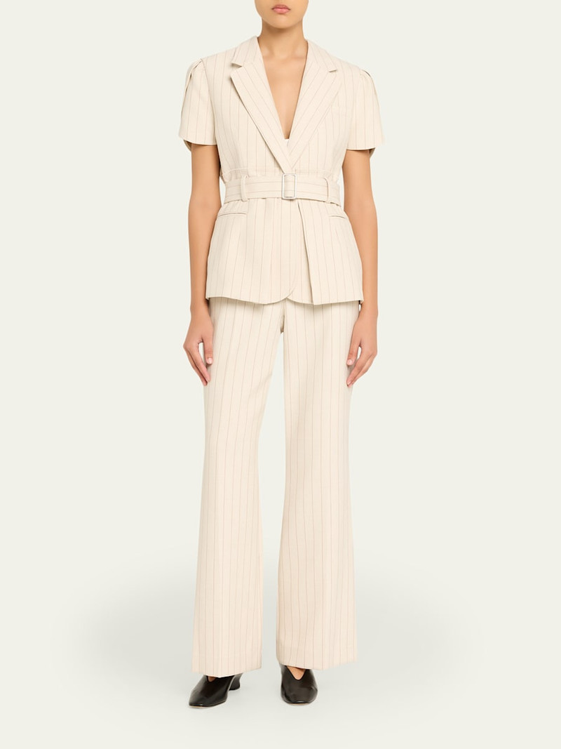 3.1 Phillip Lim Short-Sleeve Belted Pinstripe Jacket outlook