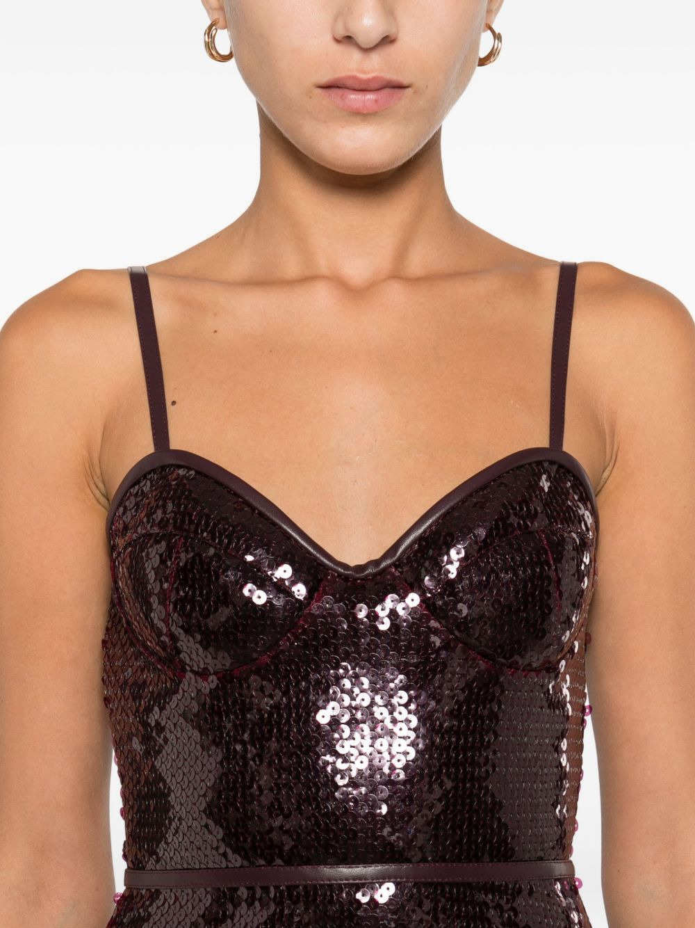 sequin-embellished sweetheart mini dress - 5