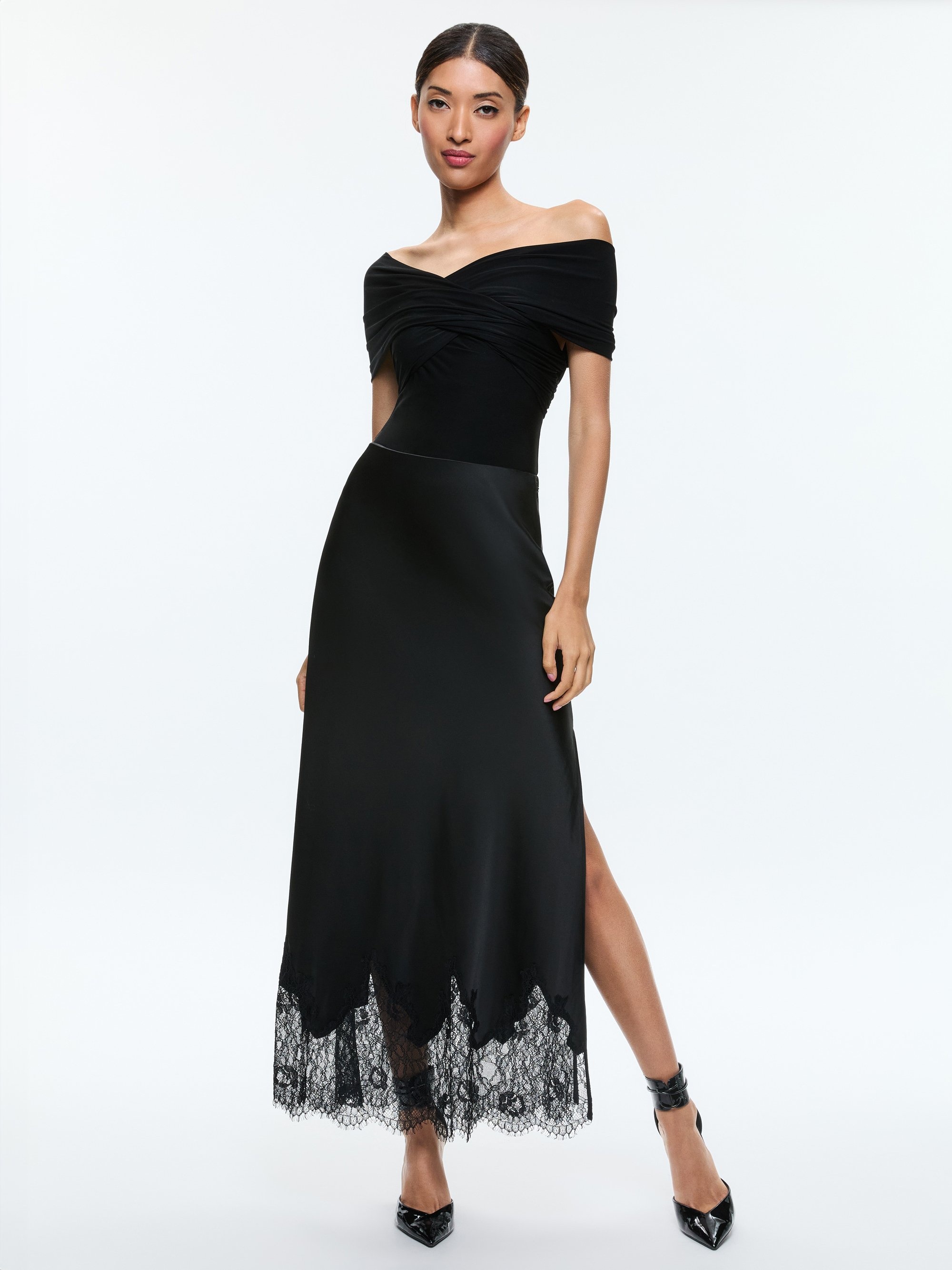 MAEVE MIDI SLIP SKIRT WITH LACE TRIM - 5