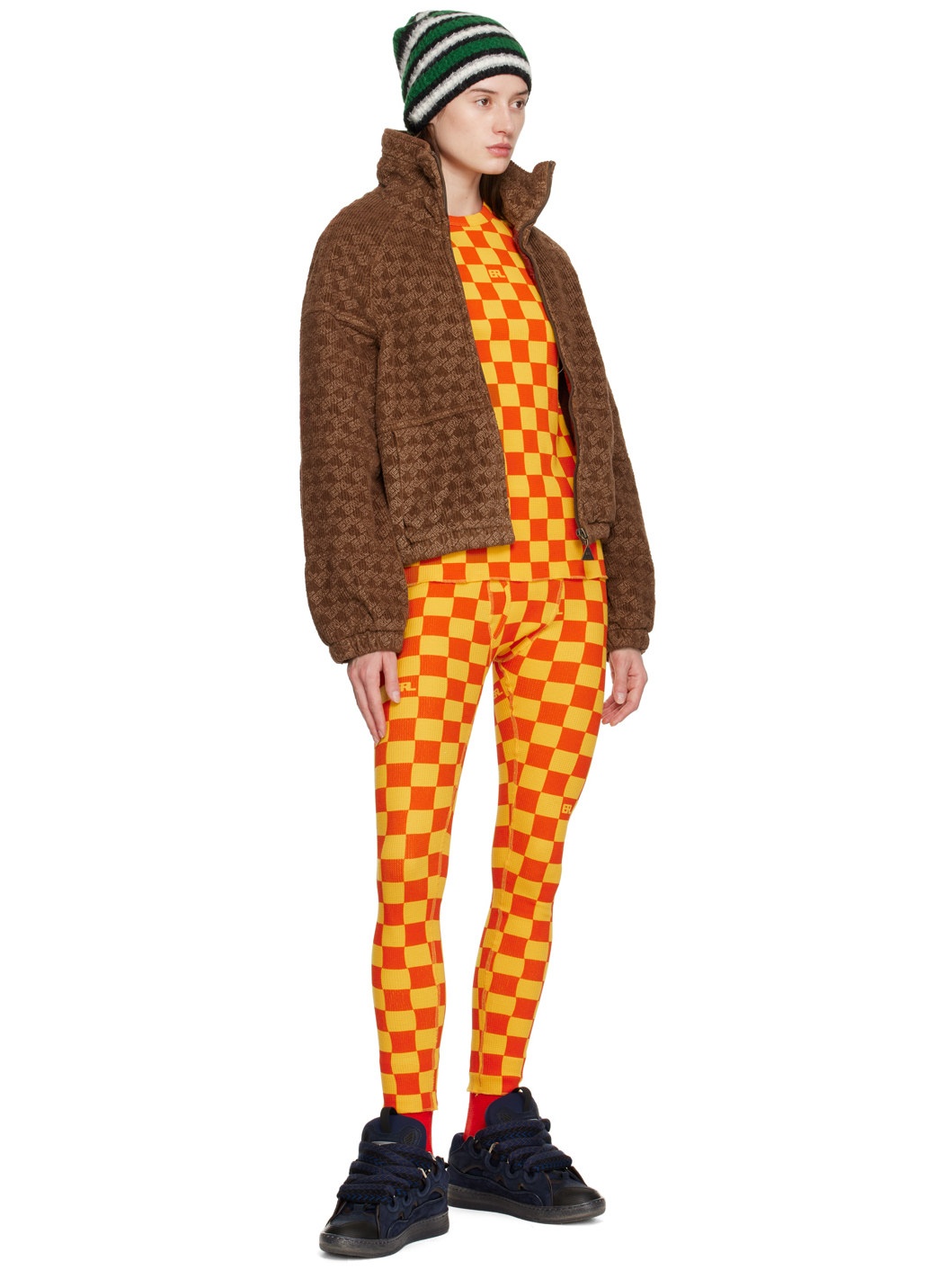 Yellow & Orange Checkered Leggings - 4