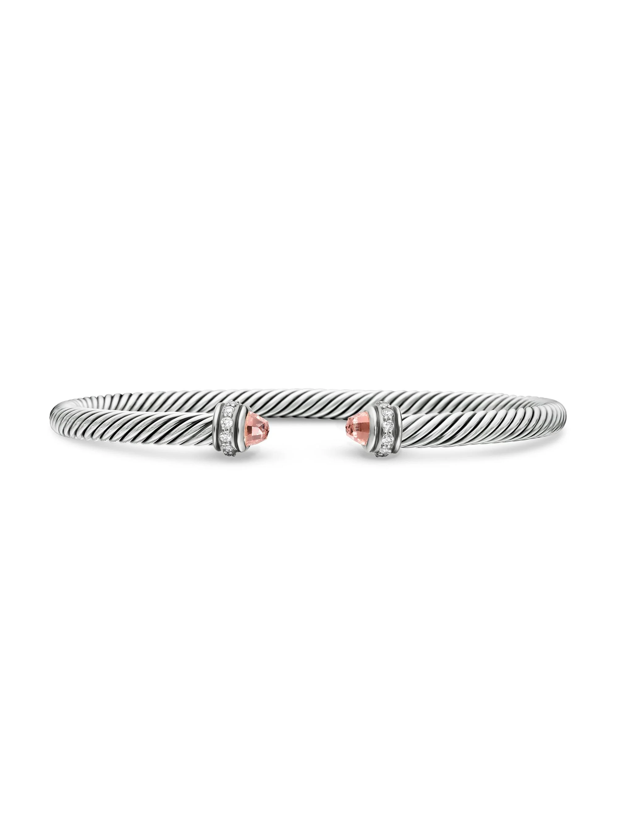 Women's Classic Cable Bracelet in Sterling Silver - Morganite - 1