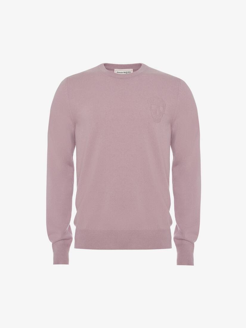 Men's Skull Crew Neck Jumper in Lilac - 1