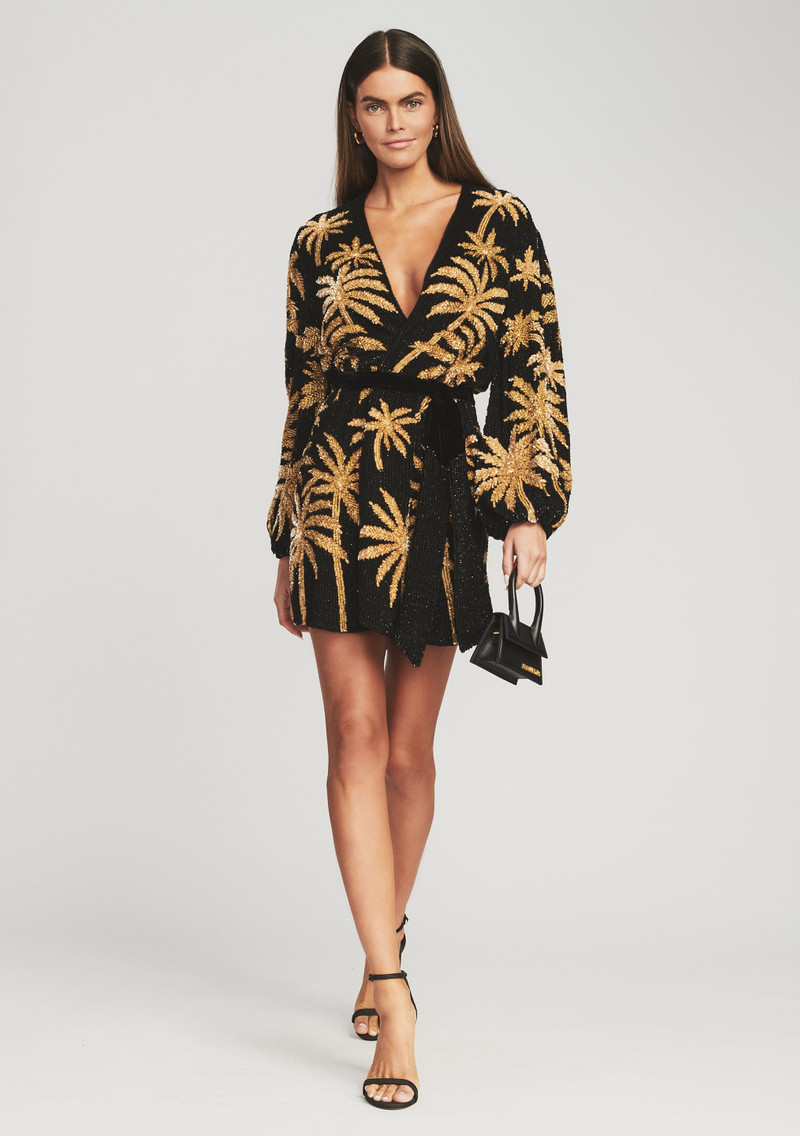 GABRIELLE SEQUIN PALM ROBE 5