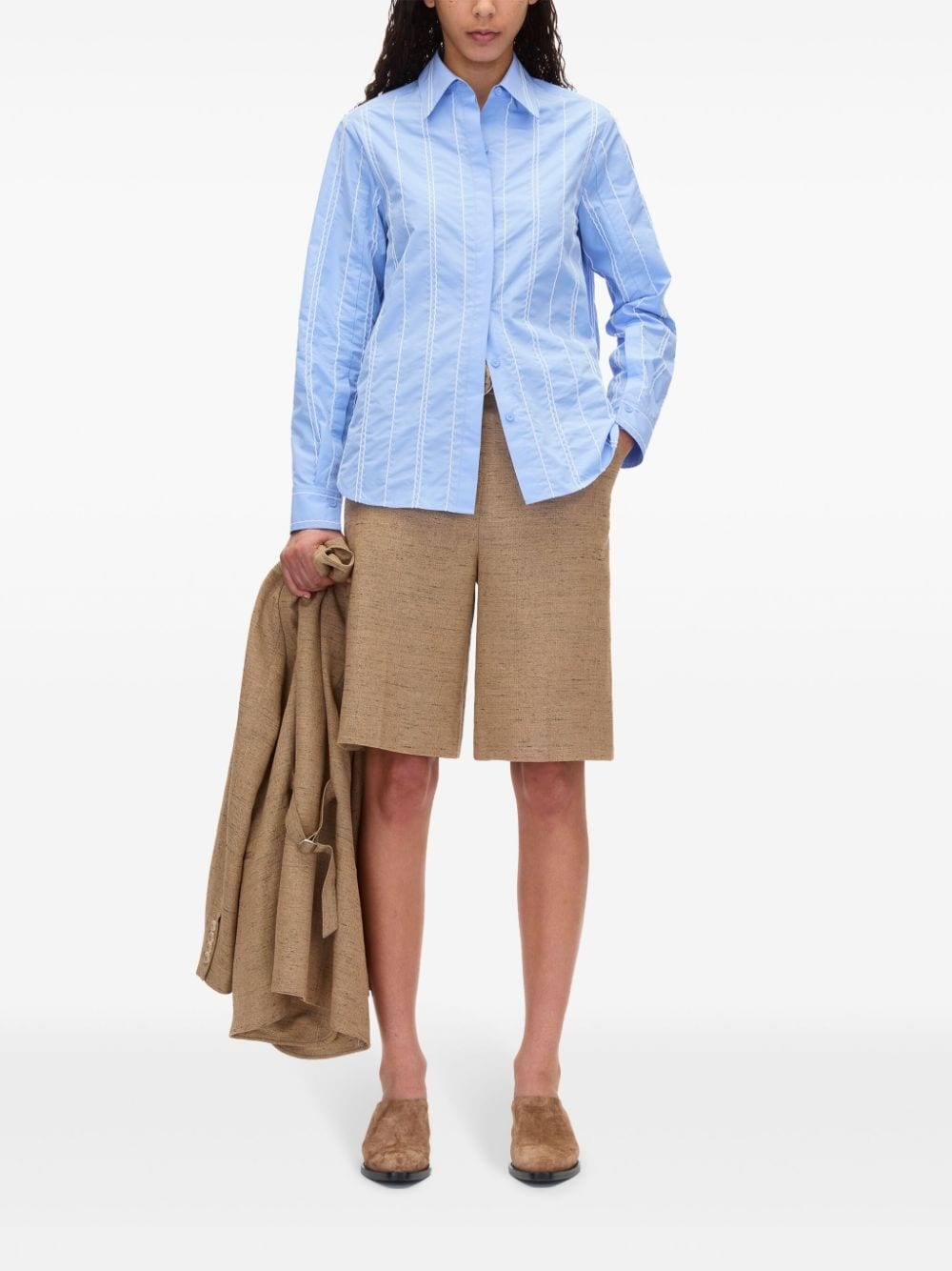 stripe-pattern cotton-blend shirt - 2