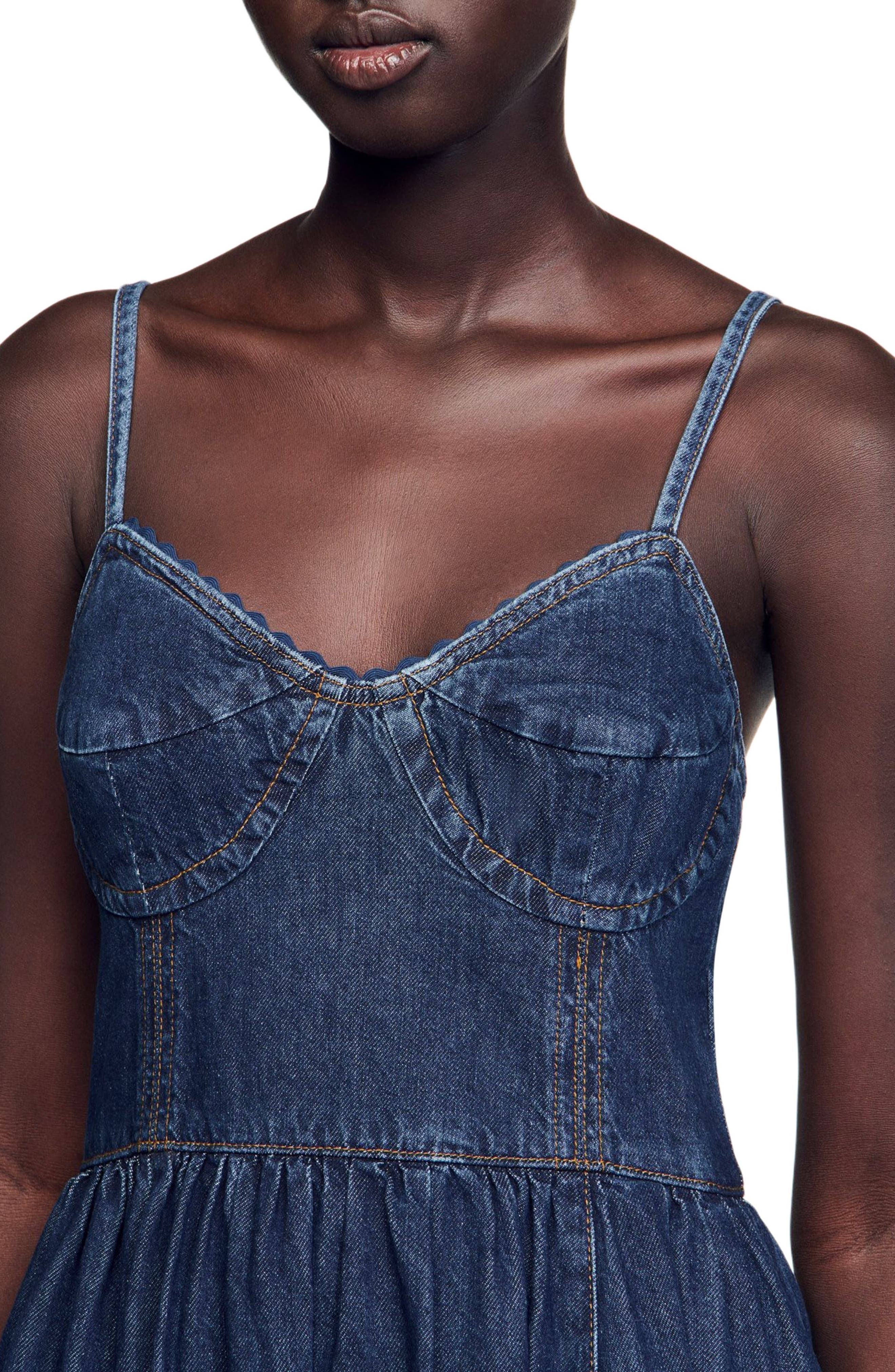 SANDRO Midi denim dress in Blue Jean at Nordstrom - 5