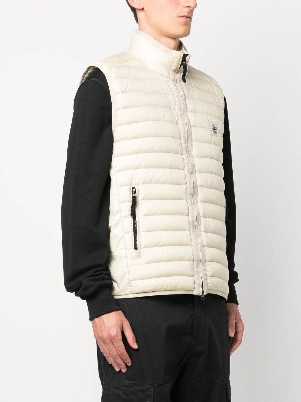 logo-patch zip-up quilted gilet - 3