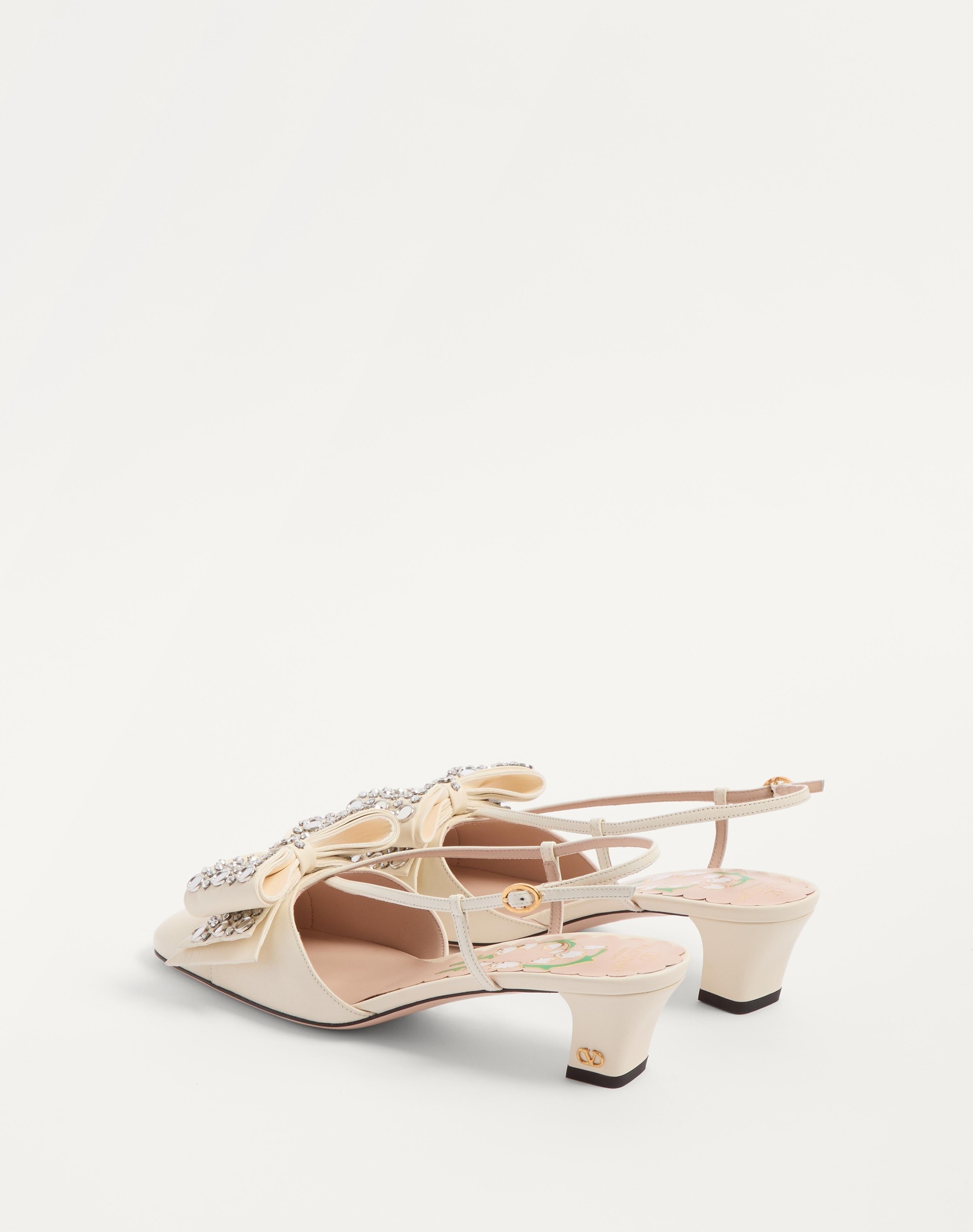 BOWOW SLINGBACK PUMPS IN KIDSKIN WITH MIRRORS AND CRYSTALS 45MM - 6
