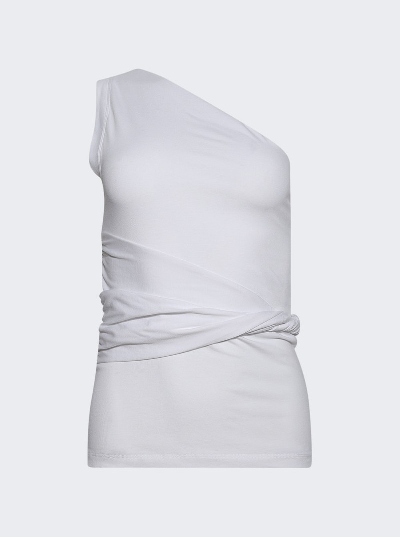 One Shoulder Knit Top White - 1