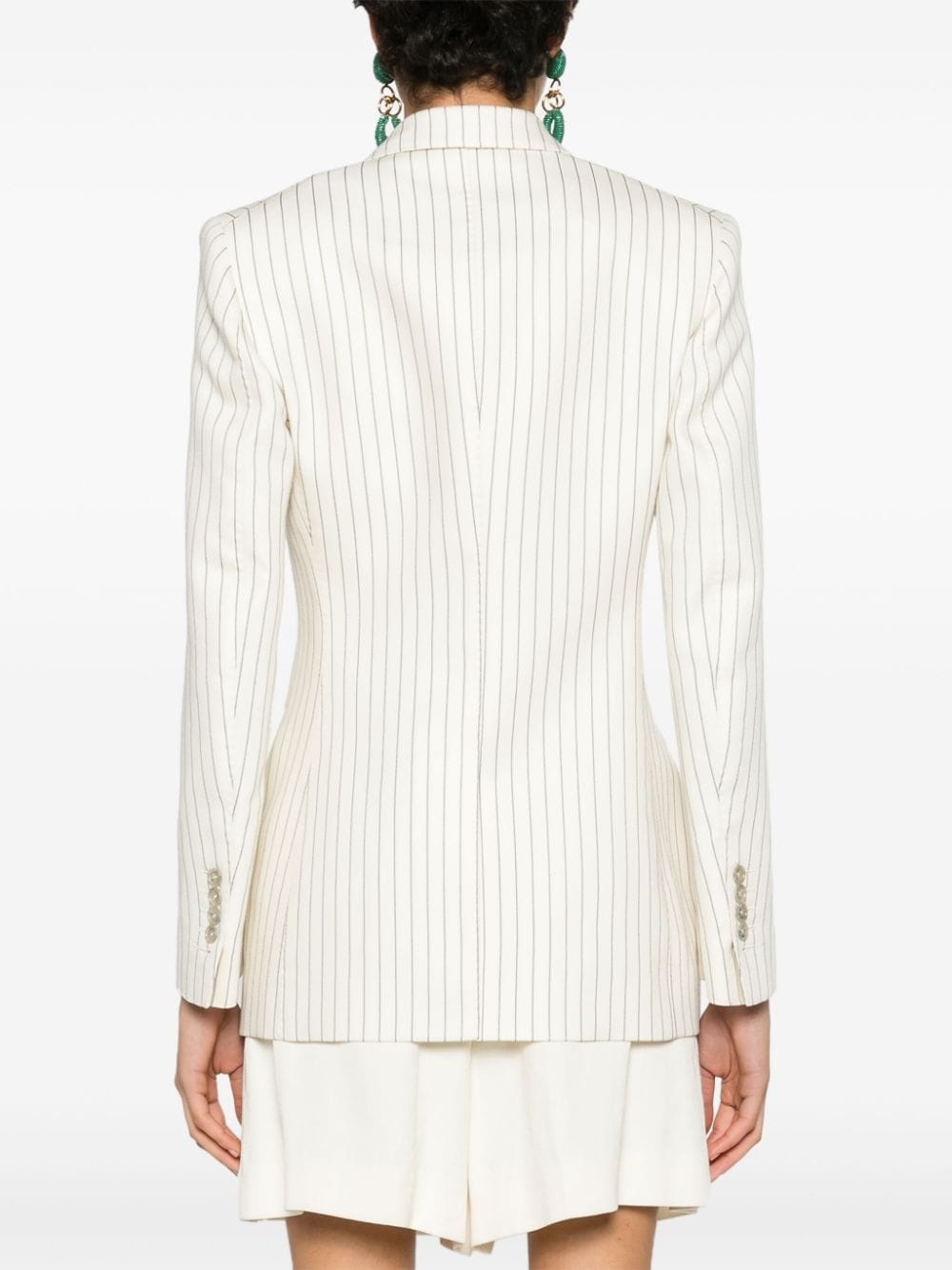 striped double-breasted twill blazer - 4