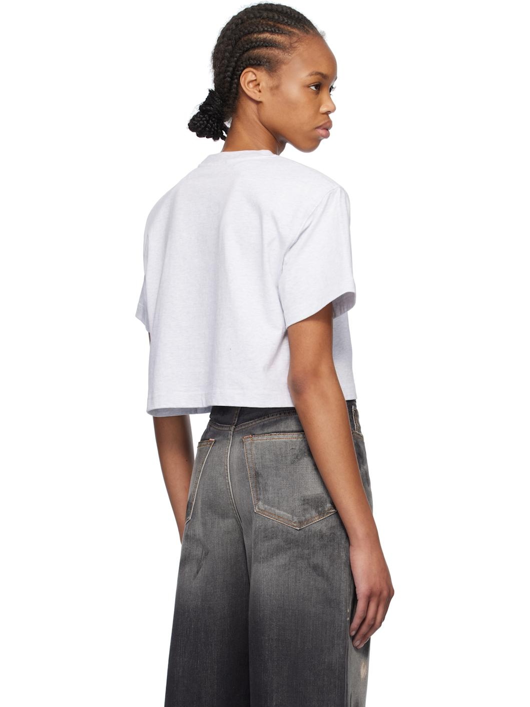 Gray Shoulder Pad Cropped T-shirt - 3