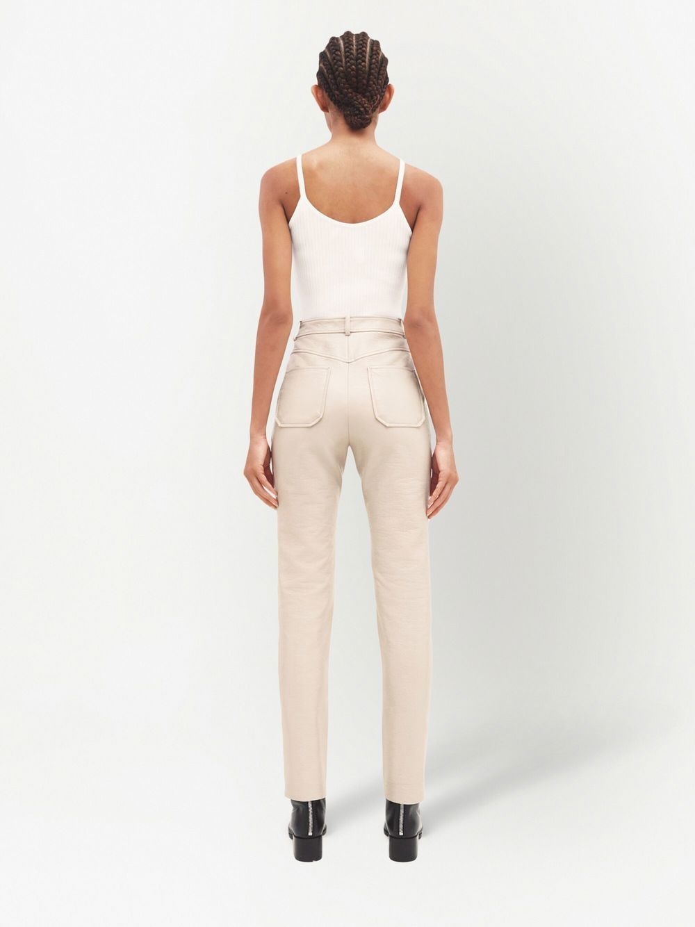 straight-leg vinyl trousers - 4