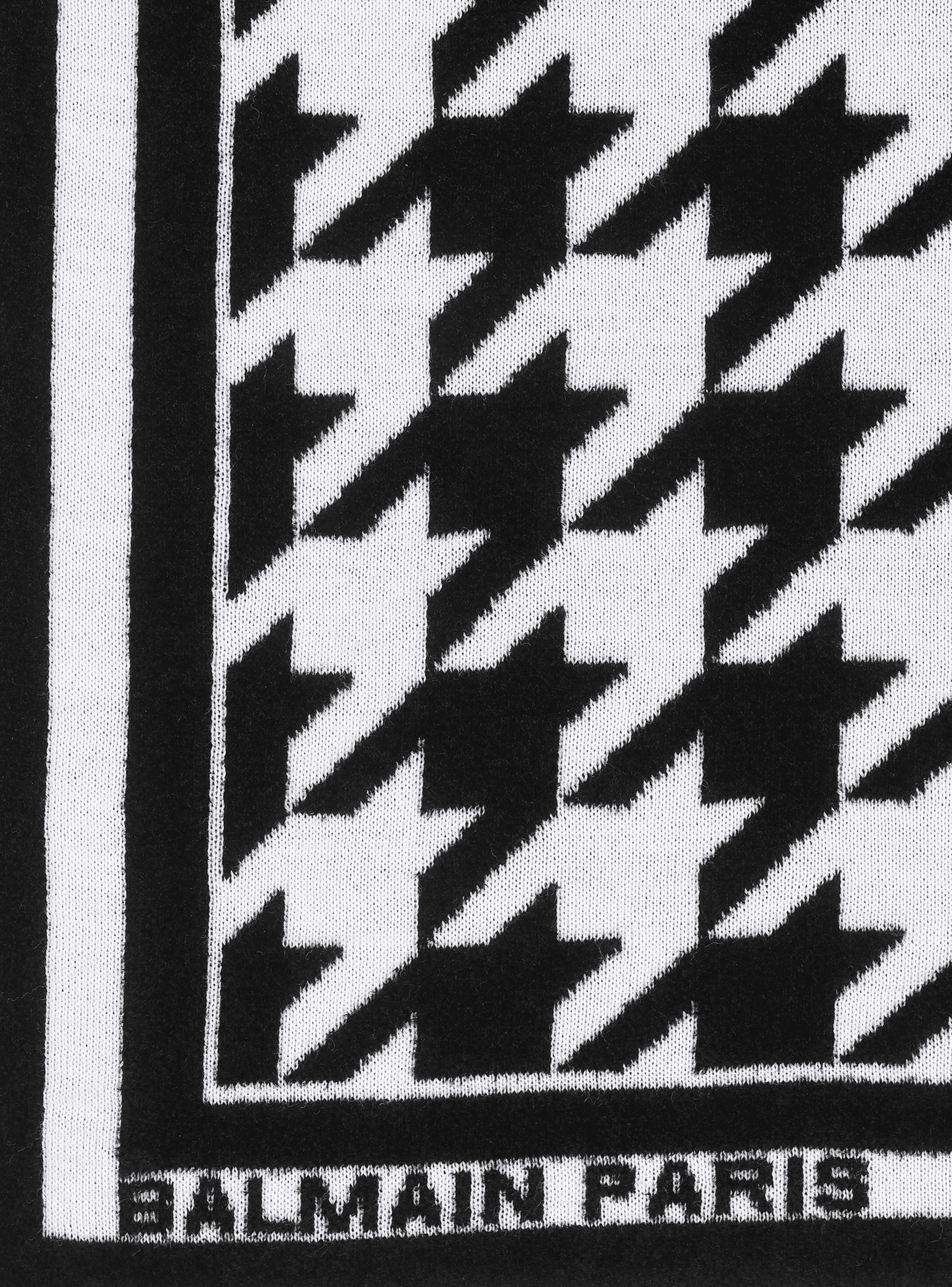 Houndstooth print wool and velvet scarf - 4
