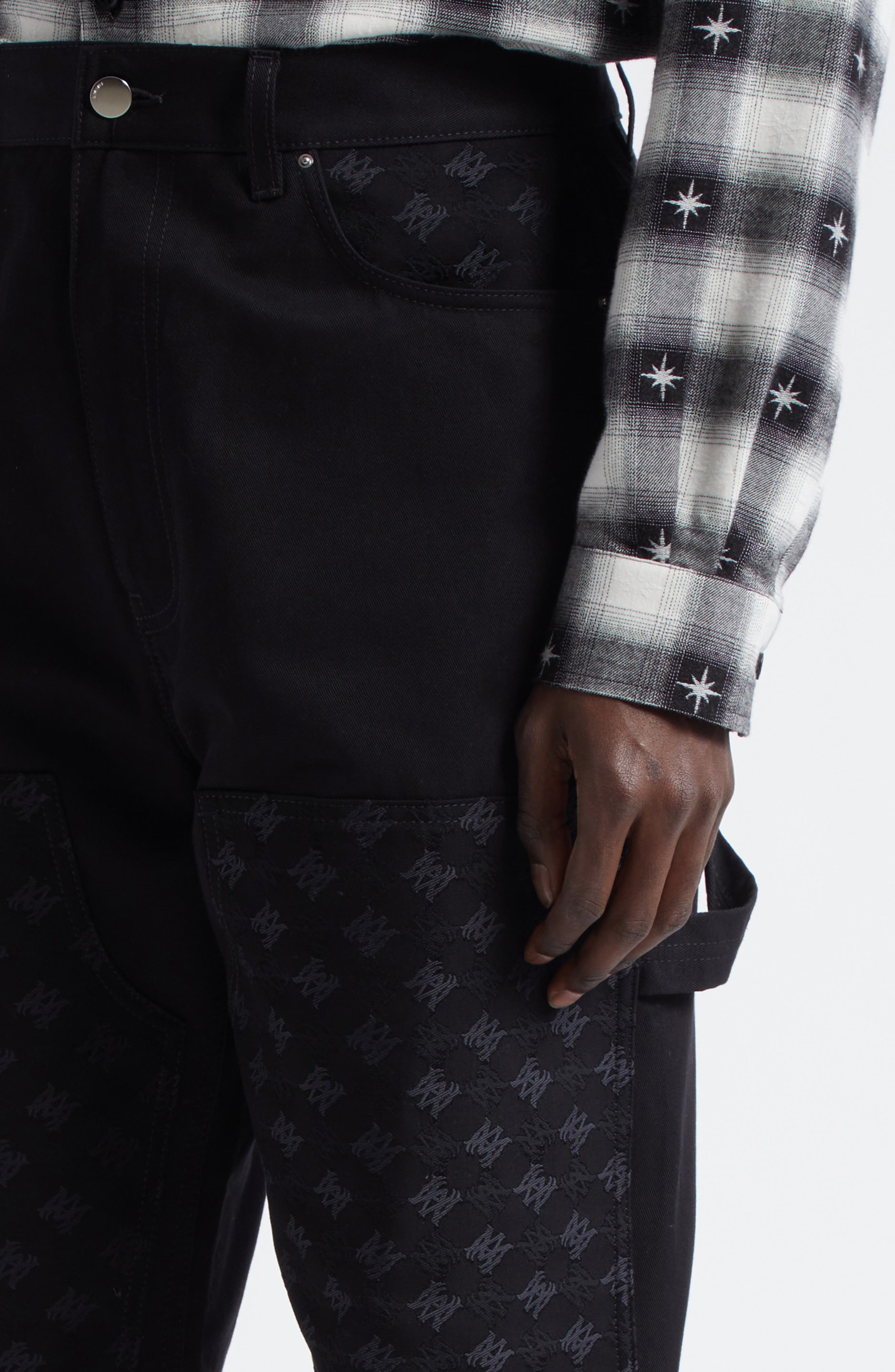 AMIRI MA Quad Jacquard Cotton & Wool Carpenter Jeans in Black at Nordstrom - 5