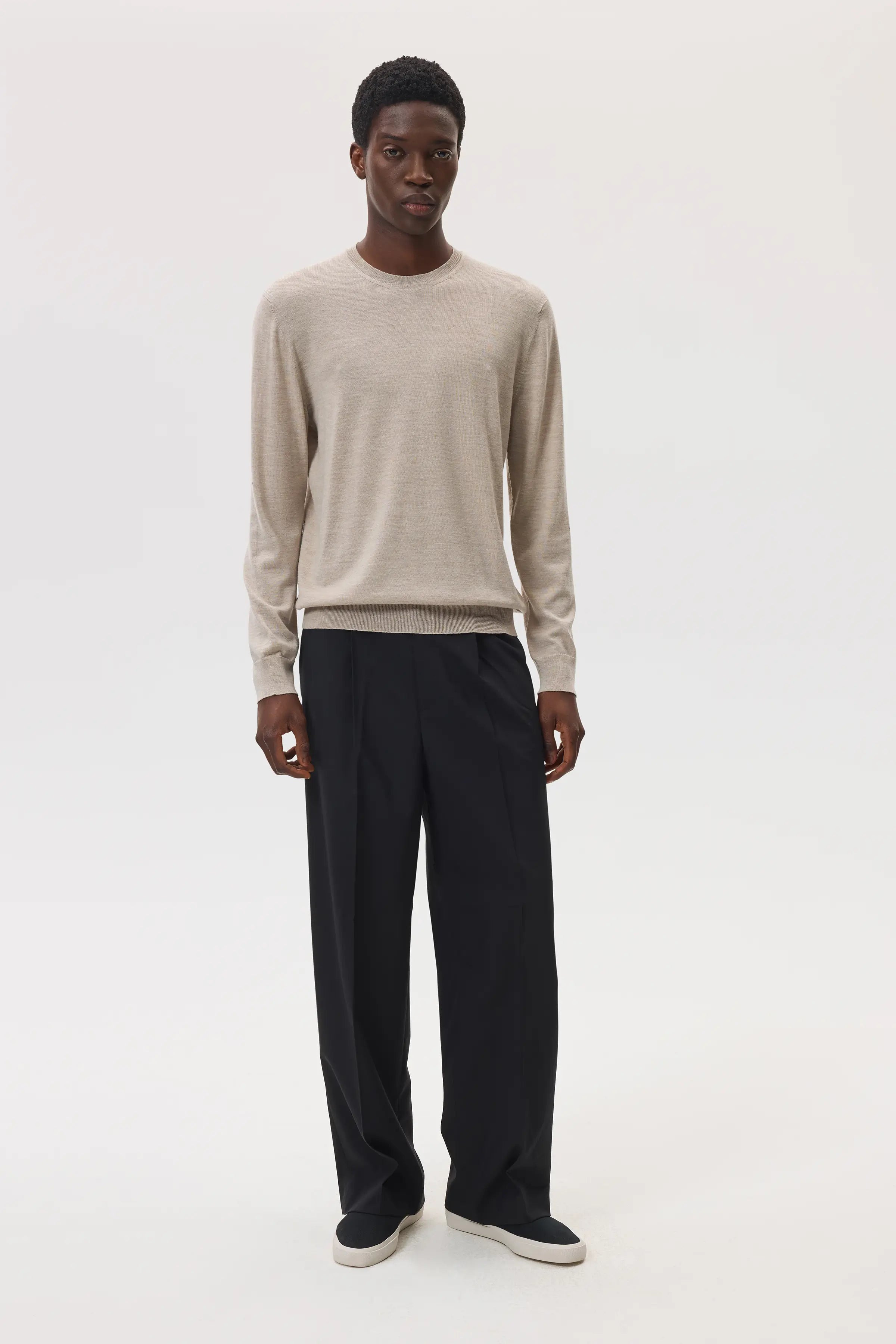 Merino Round Neck Natural Jumper - 2