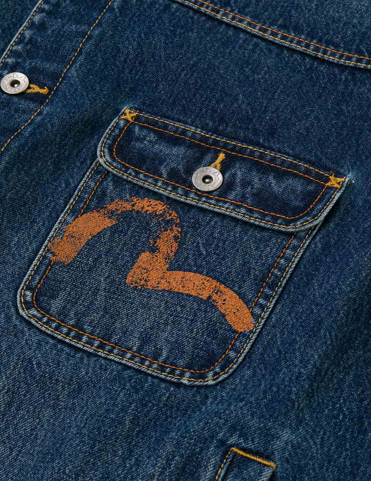 Distressed Seagull Print and Frayed Logo Patch Embroidery Relax Fit Denim Jacket - 7