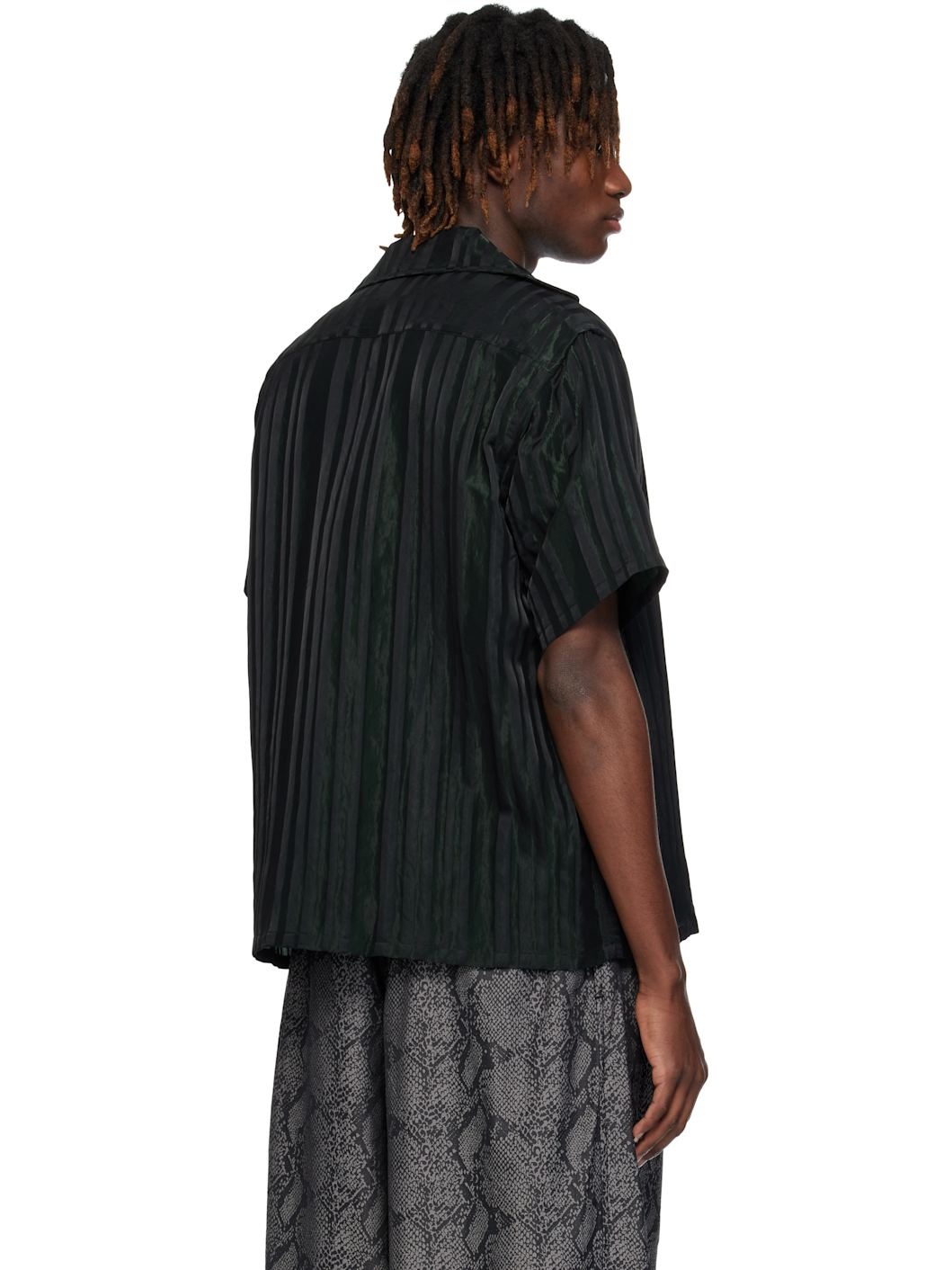 Black & Green Italian Collar Shirt - 3