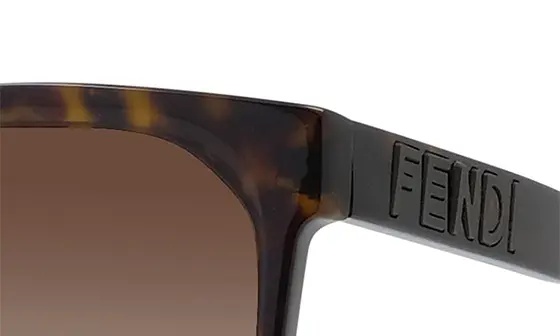 'Fendi Lettering 55mm Gradient Geometric Sunglasses in Dark Havana /Gradient Brown - 9