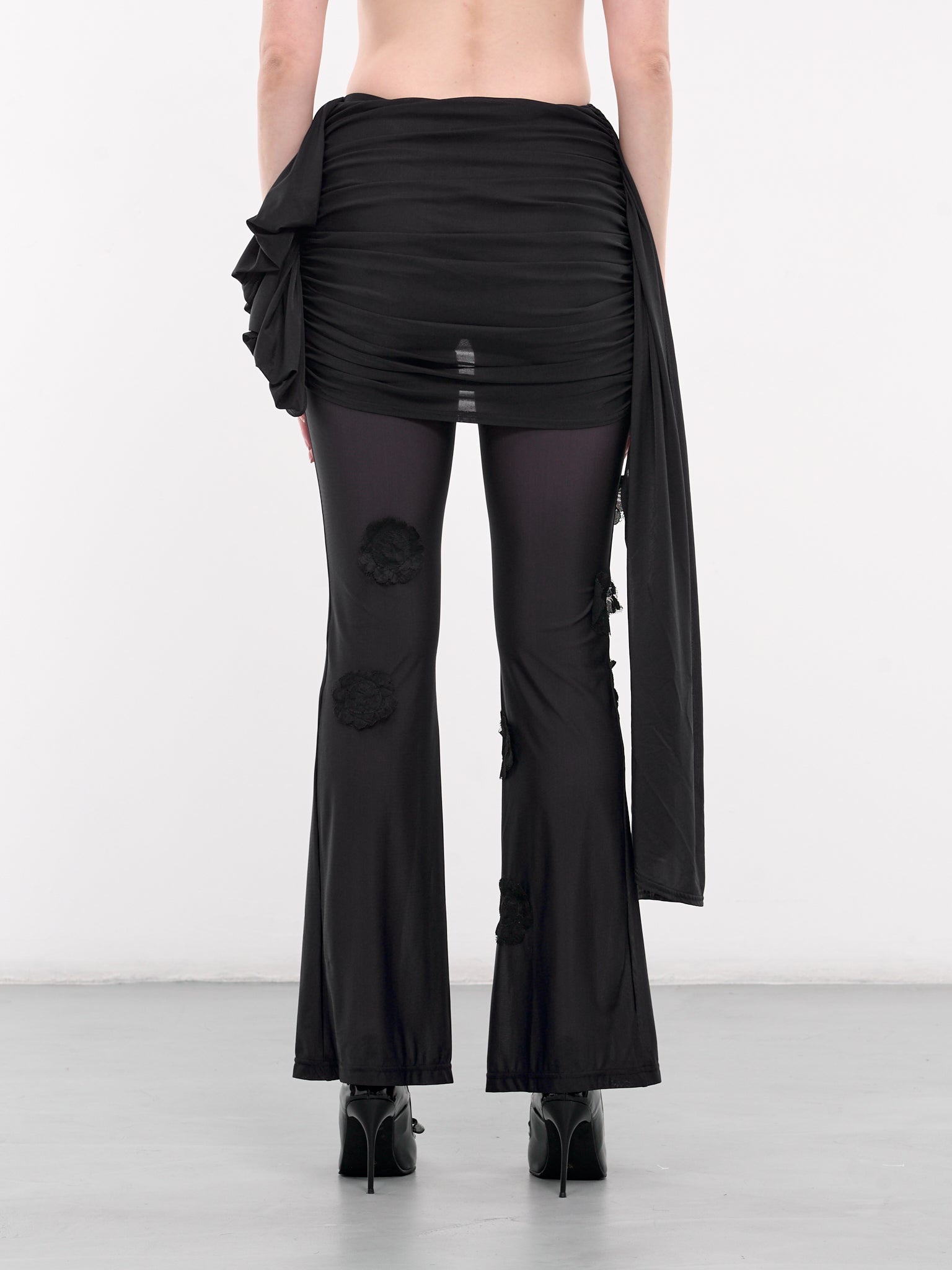 Lace Patched Mesh Leggings - 3