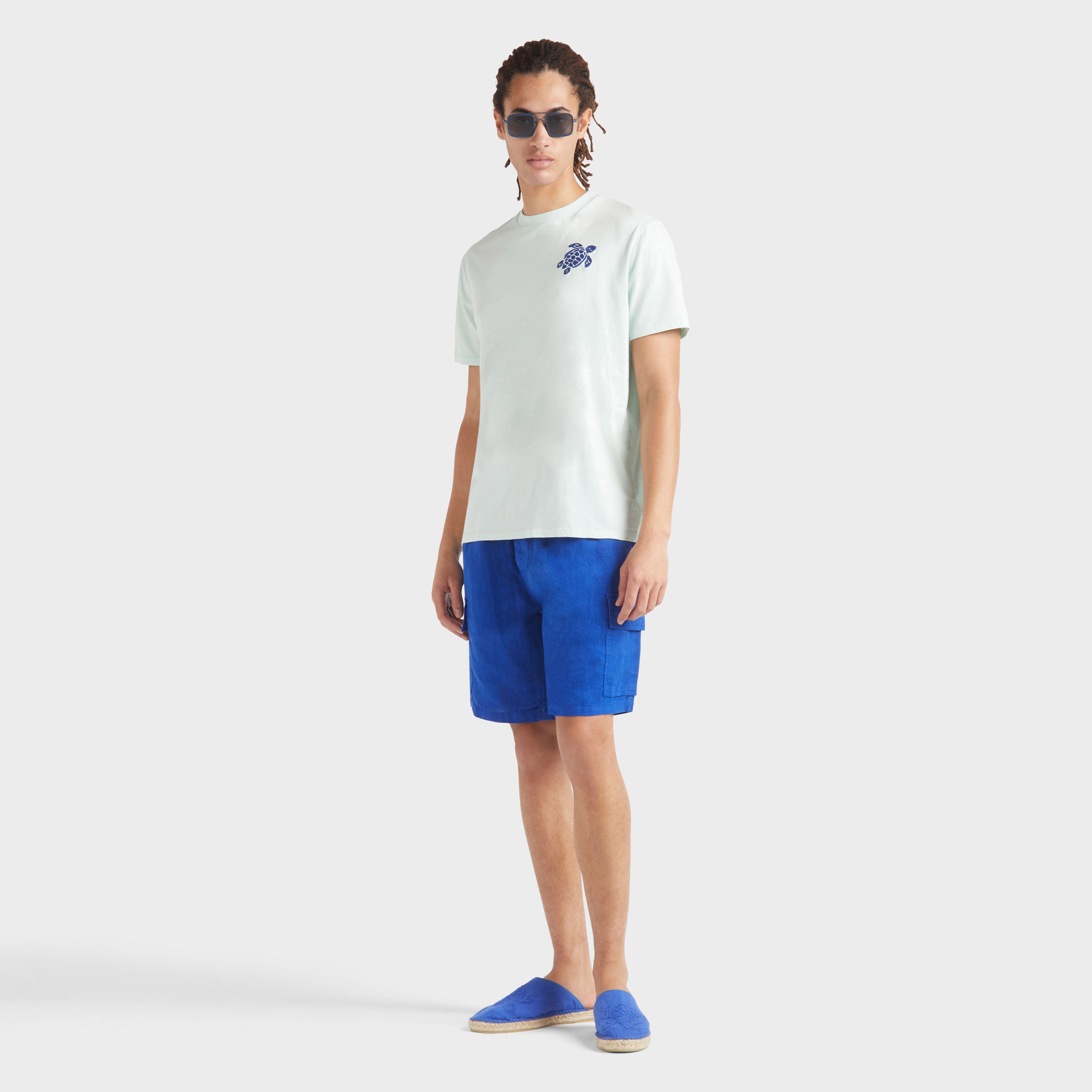 Men Organic Cotton T-shirt Embroidered Turtle - 5