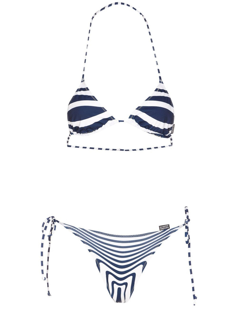 striped lace-up bikini 1