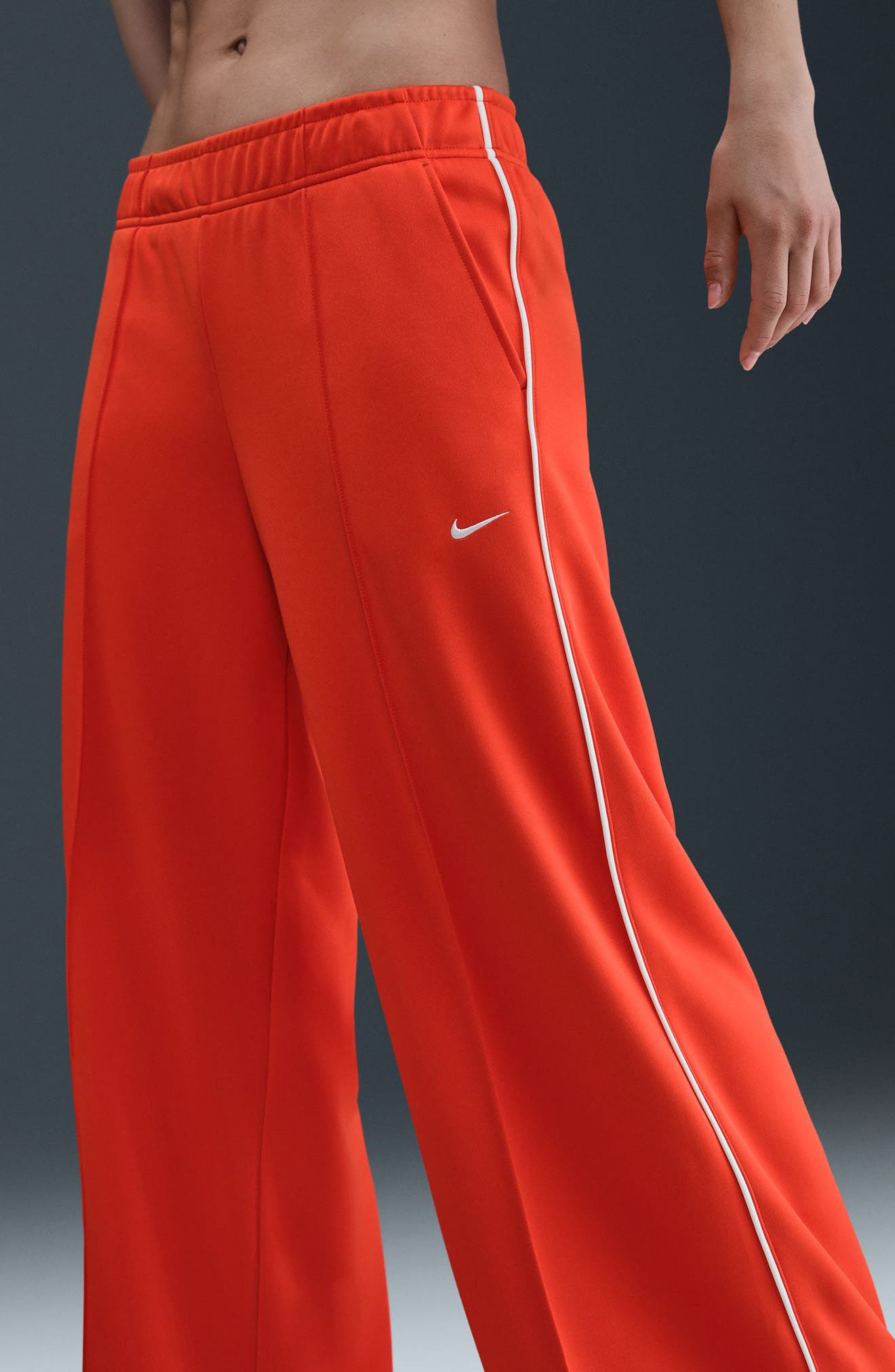 Nike Sportswear Wide Leg Track Pants in Picante Red/Sail/Sail at Nordstrom - 8