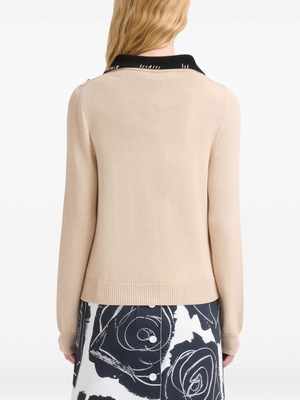 contrasting-collar cardigan - 3