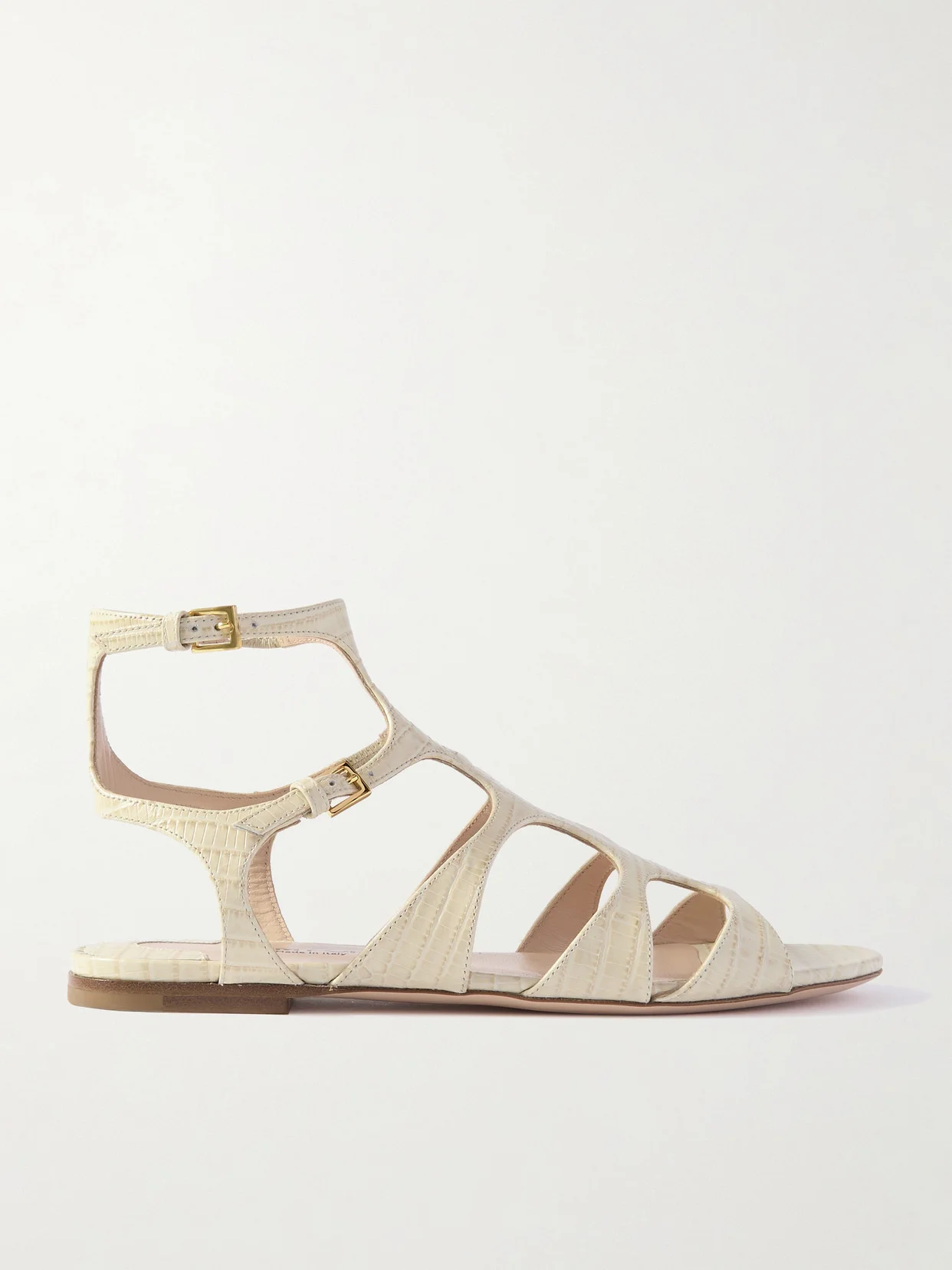 Croc-effect Leather Sandals - 1