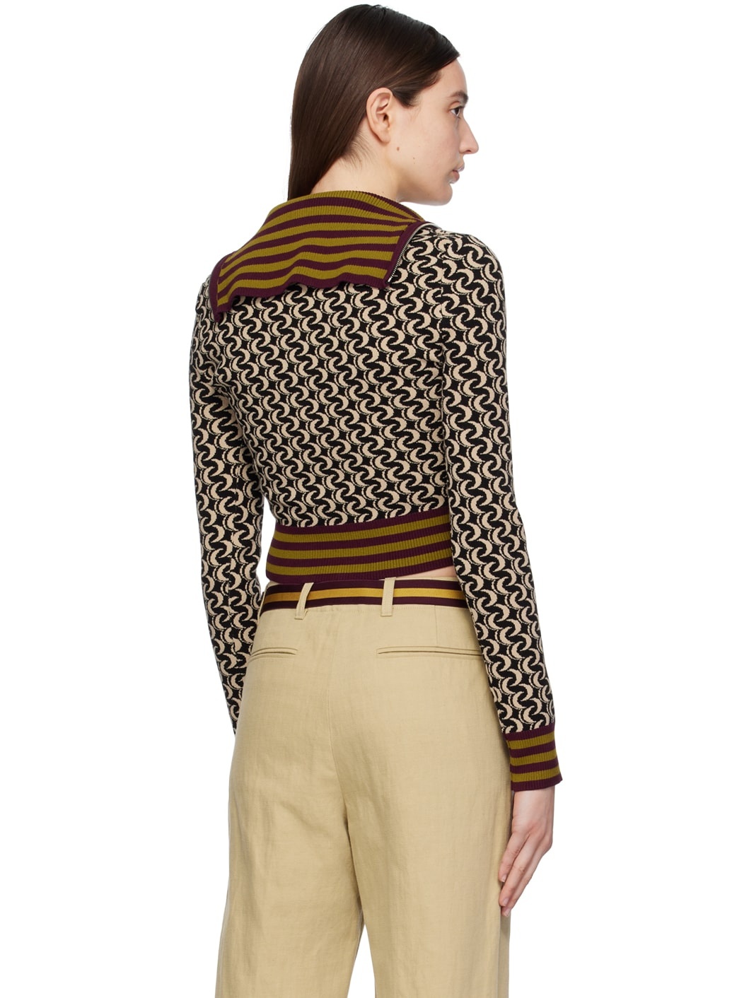 Black & Beige Jacquard Sweater - 3